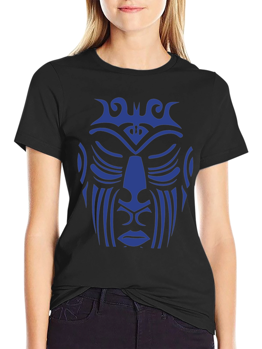 Tribal Face Graphic Tee - Unique Design