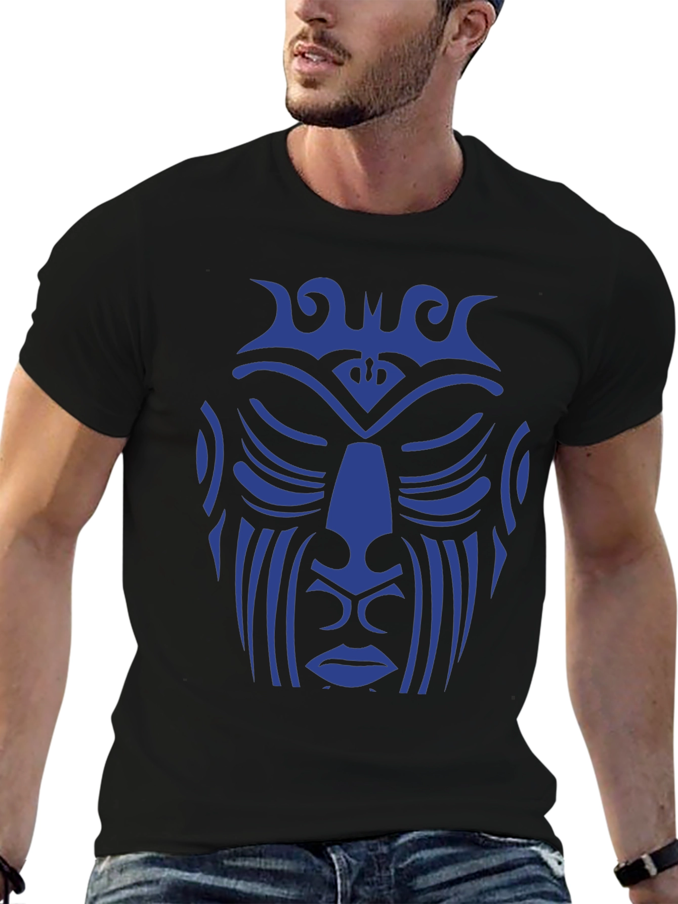 Tribal Face Graphic Tee - Unique Design