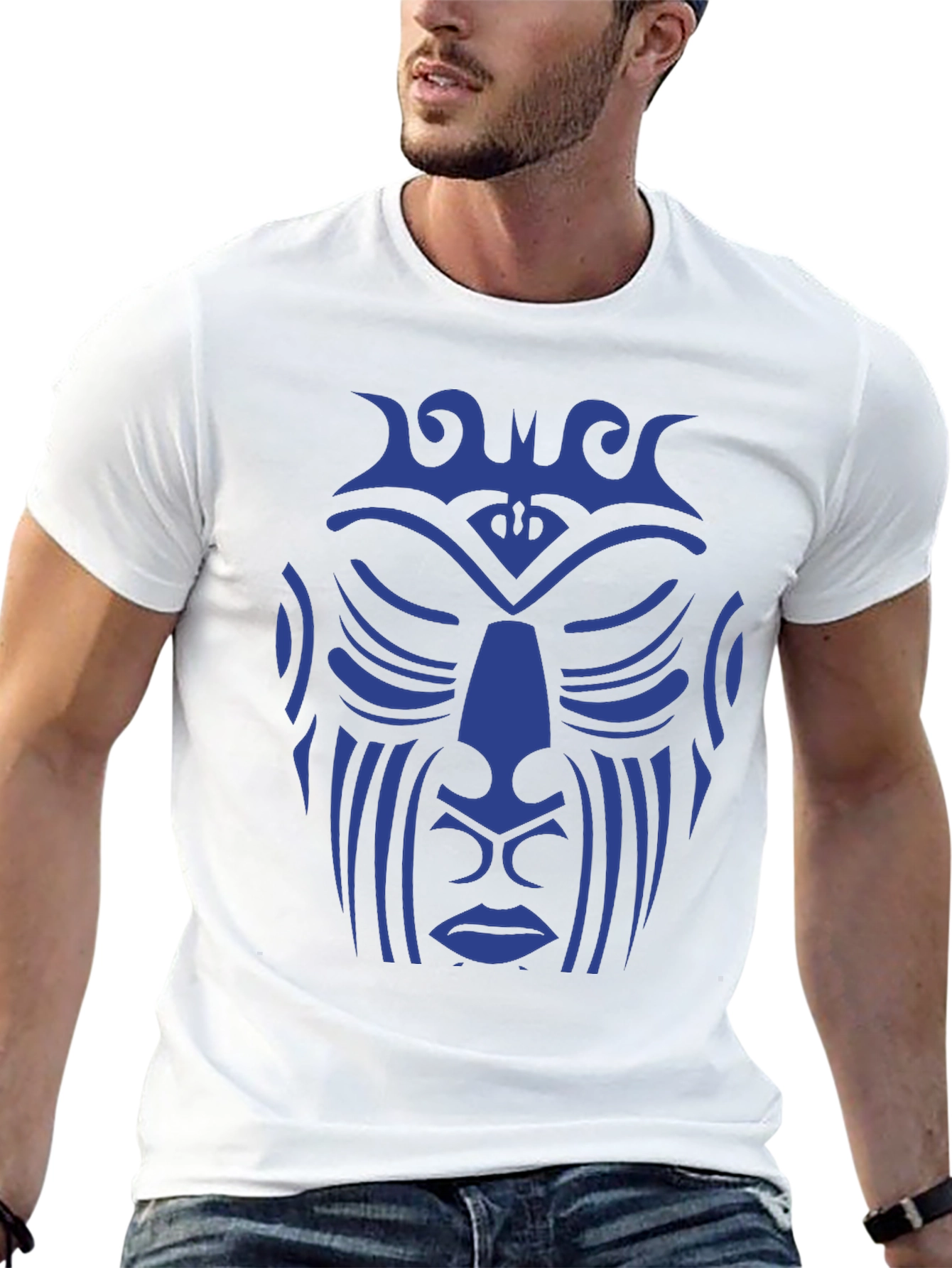 Tribal Face Graphic Tee - Unique Design