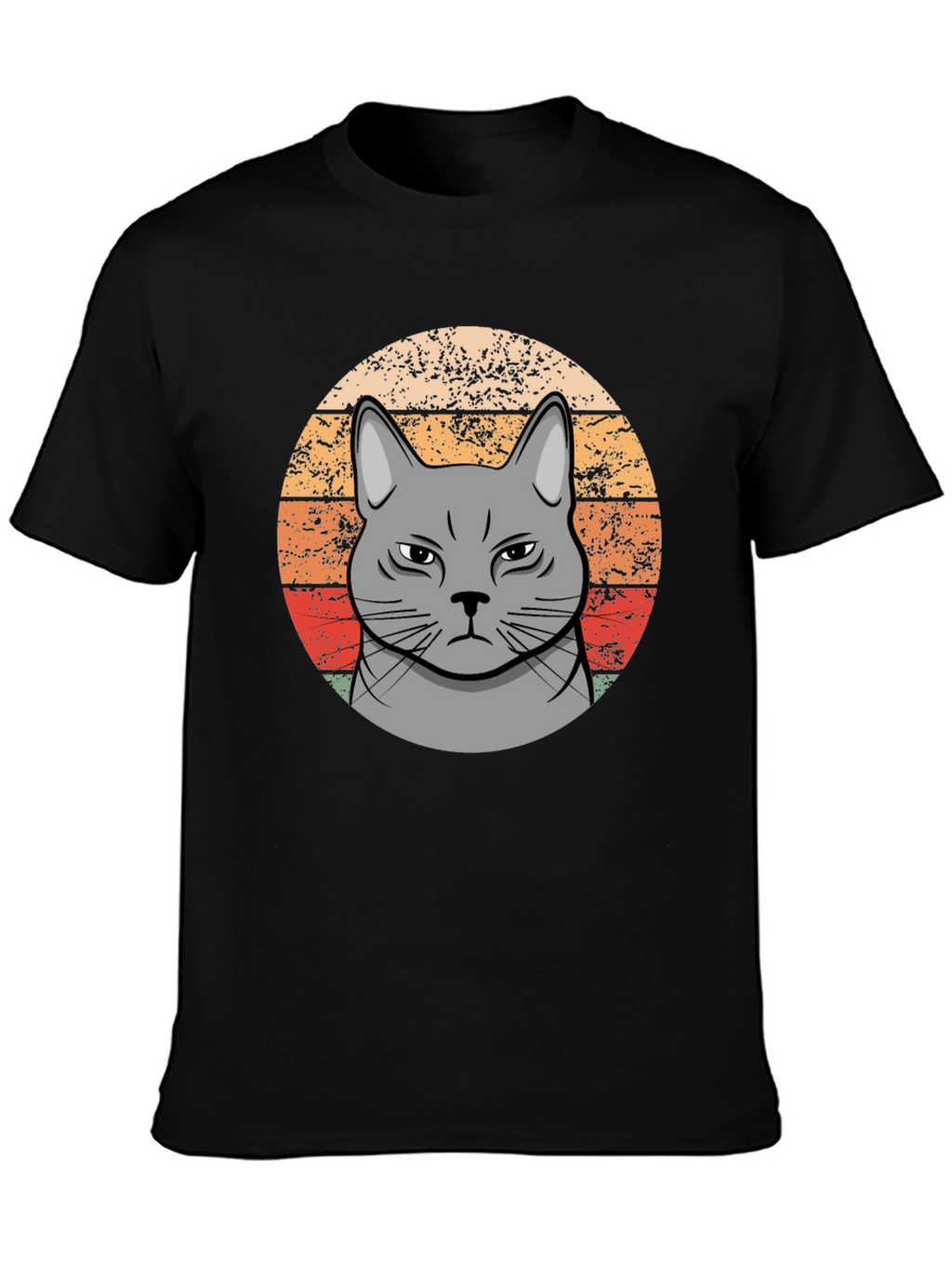 Grumpy Cat Sunset T-Shirt - Retro Style
