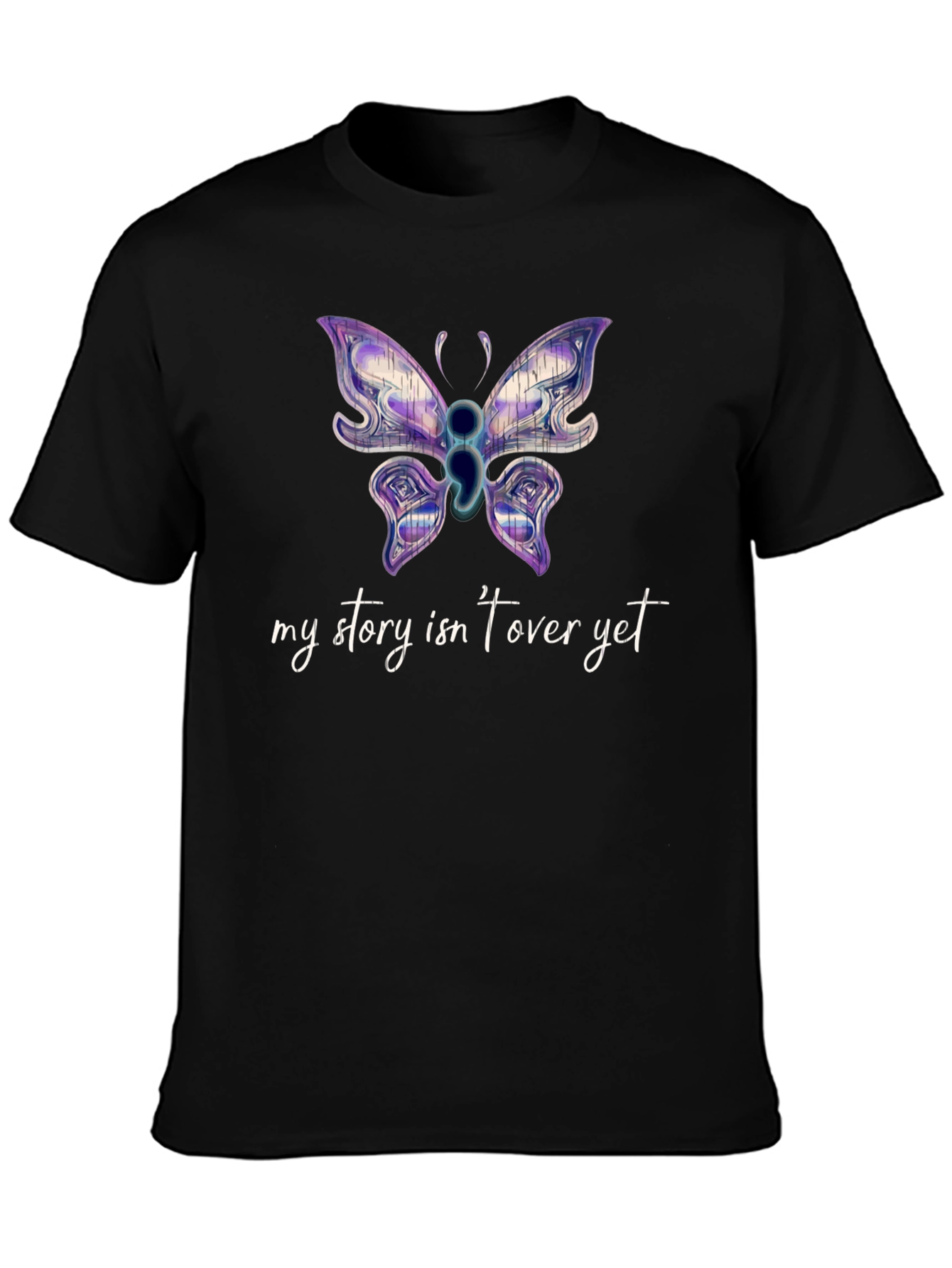 Semicolon Butterfly Graphic Tee - My Story Isnt Over Yet