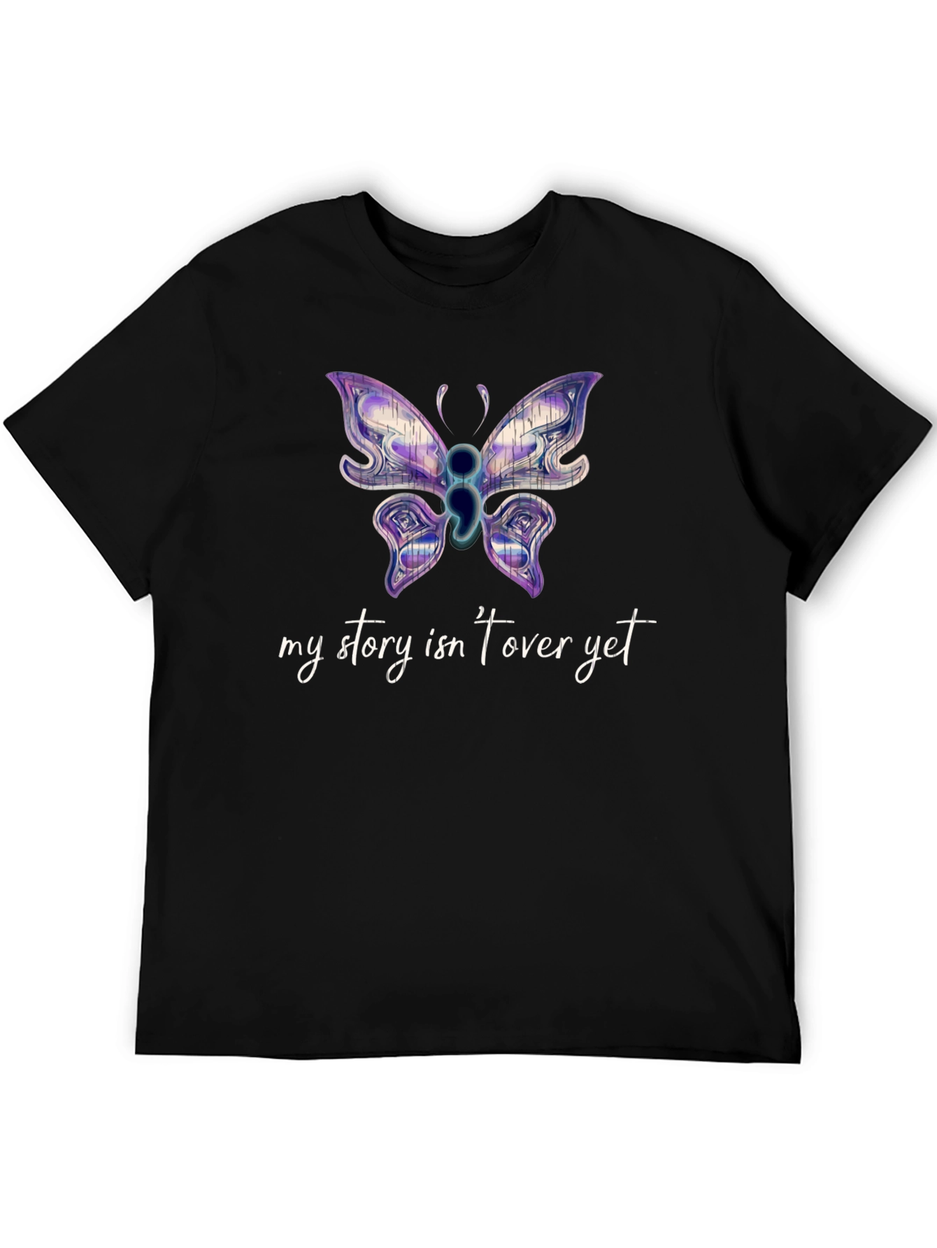Semicolon Butterfly Graphic Tee - My Story Isnt Over Yet