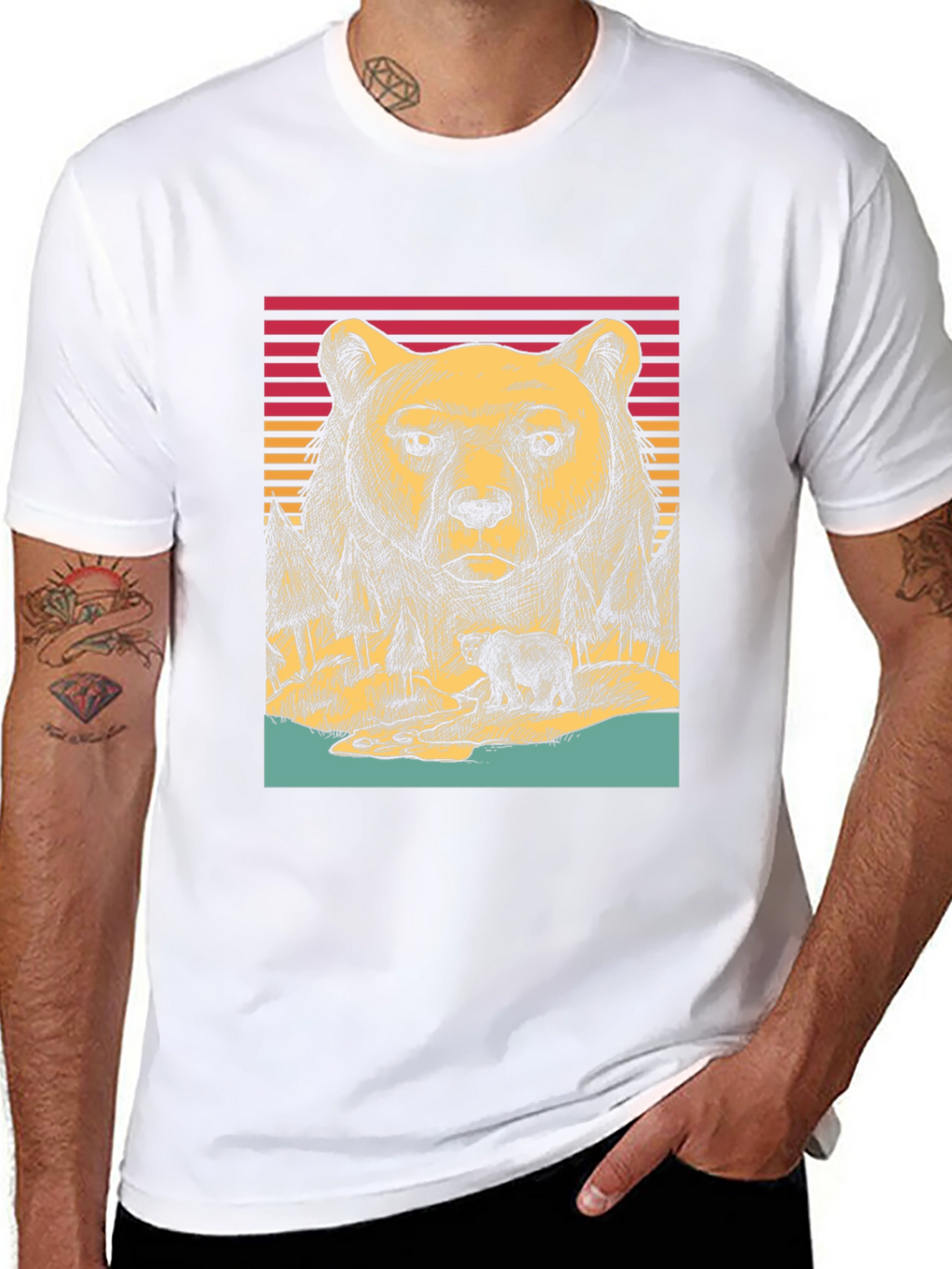 Retro Bear Graphic Tee - Black Unisex T-Shirt