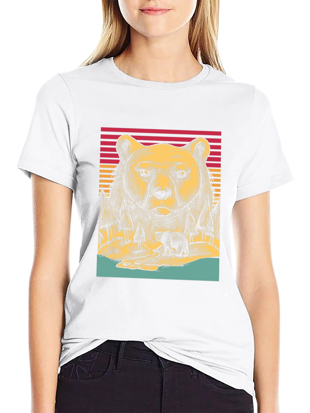 Retro Bear Graphic Tee - Black Unisex T-Shirt