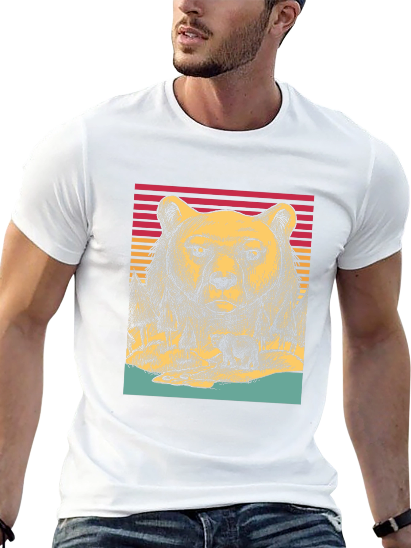 Retro Bear Graphic Tee - Black Unisex T-Shirt