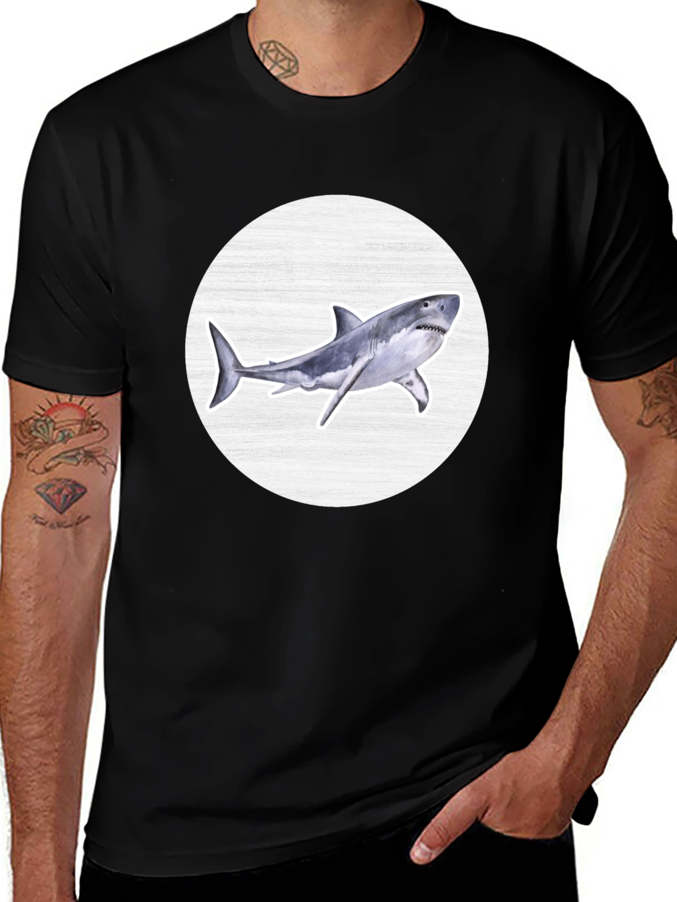 Shark Graphic T-Shirt - Mens Black Tee