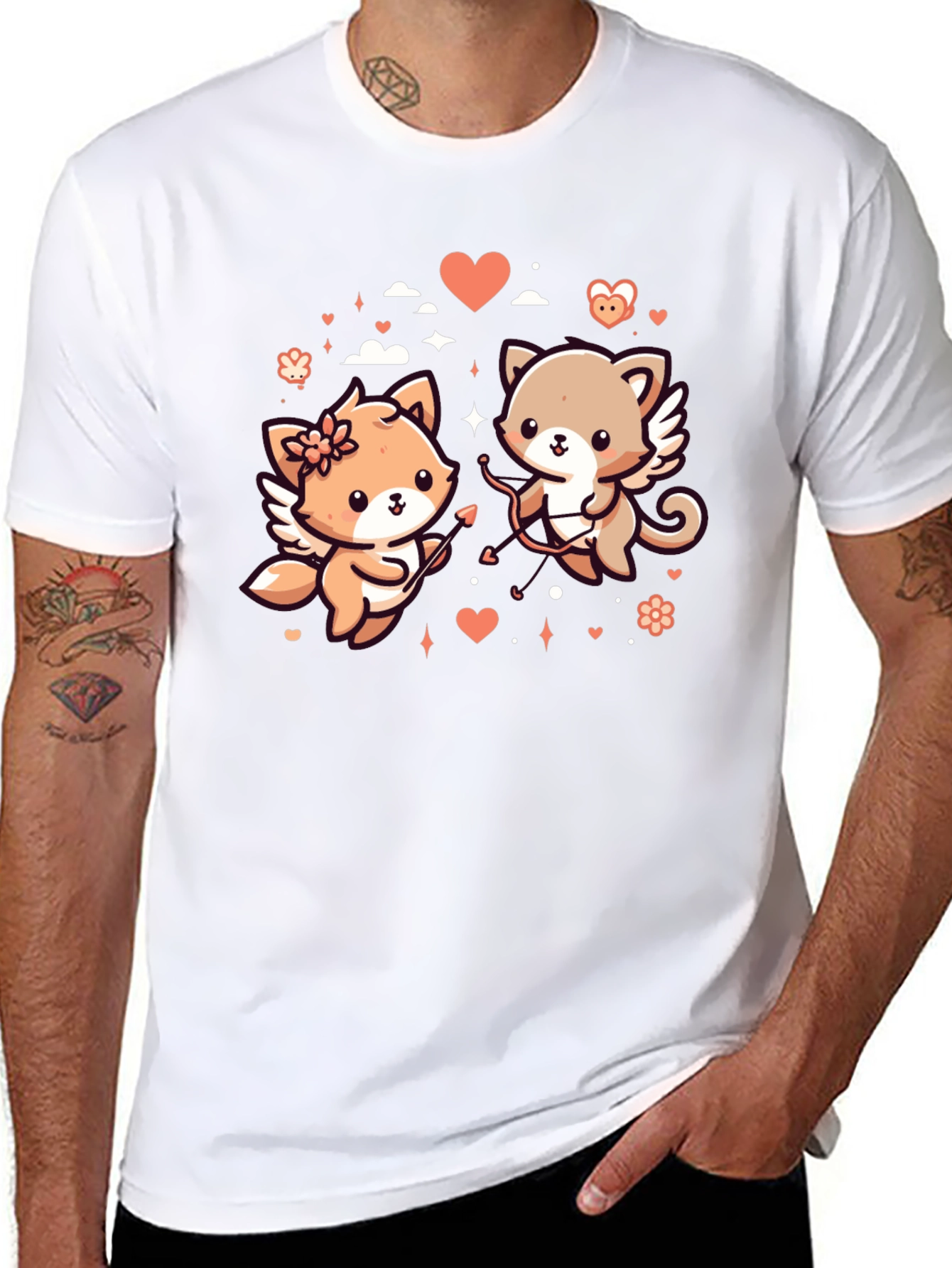 Valentines Day Cats Graphic T-Shirt