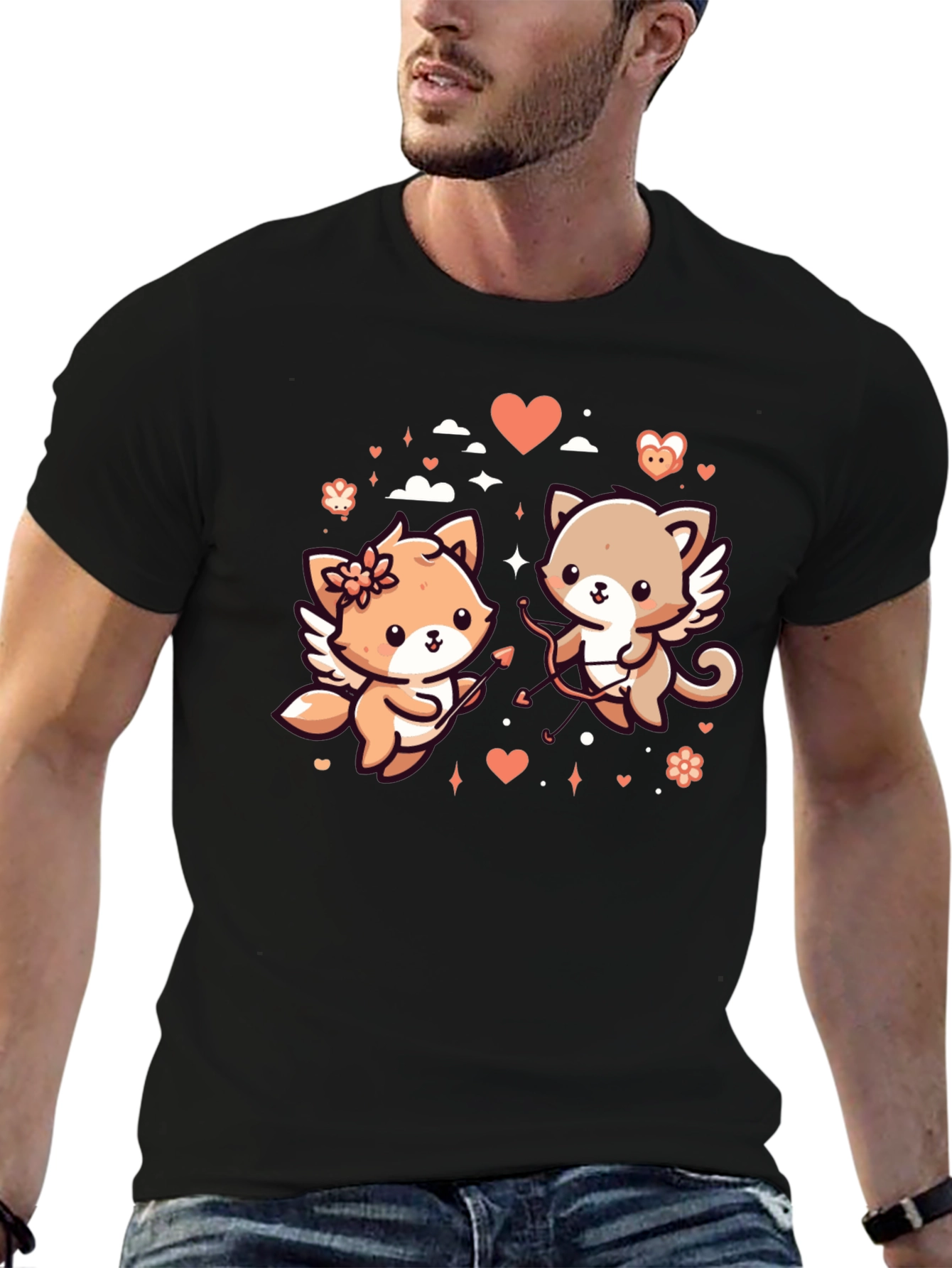 Valentines Day Cats Graphic T-Shirt