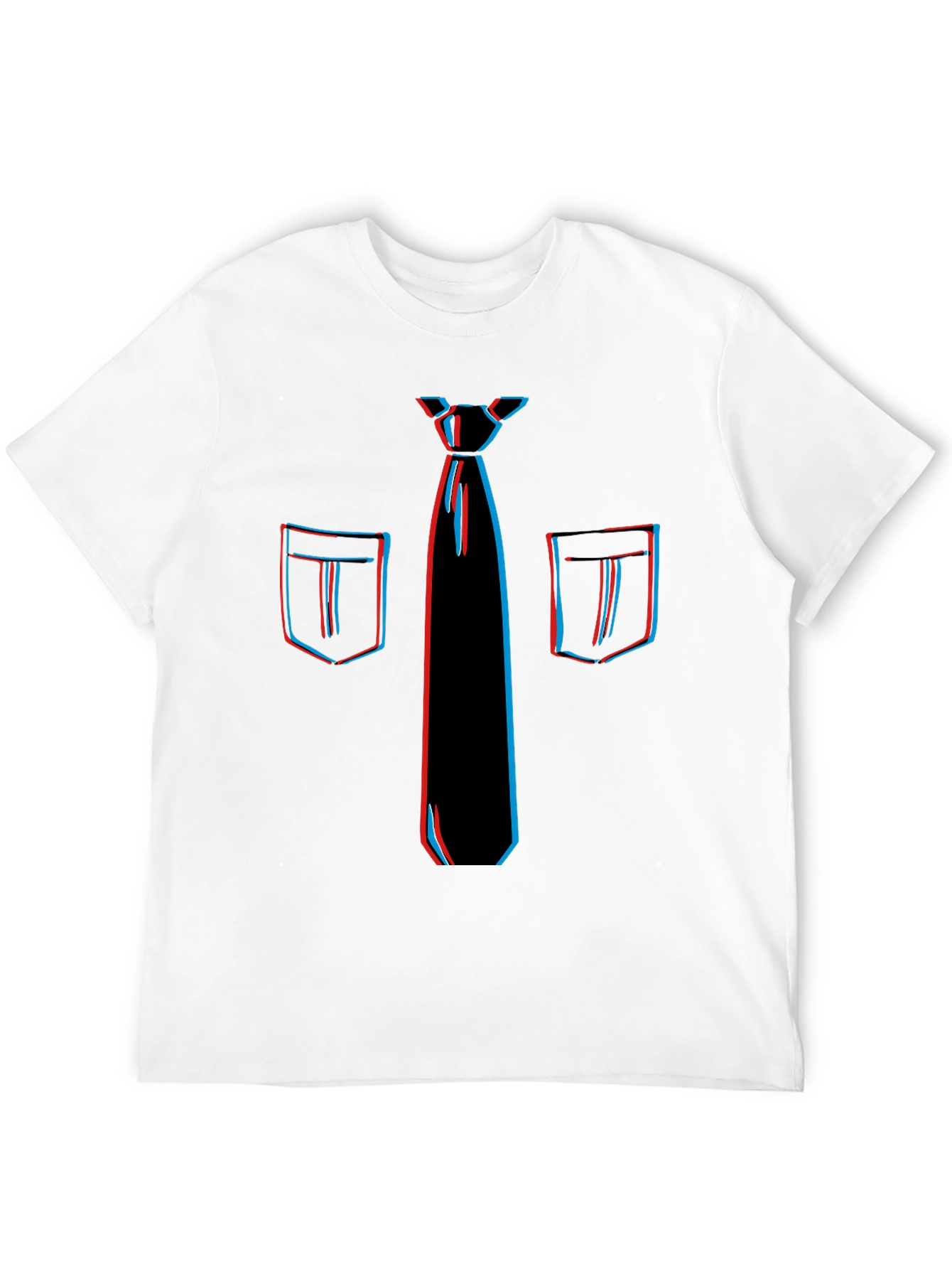 Novelty 3D Tie & Pocket Print Black T-Shirt