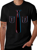 Novelty 3D Tie & Pocket Print Black T-Shirt