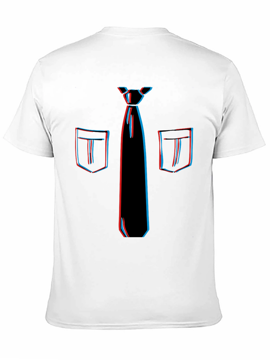 Novelty 3D Tie & Pocket Print Black T-Shirt