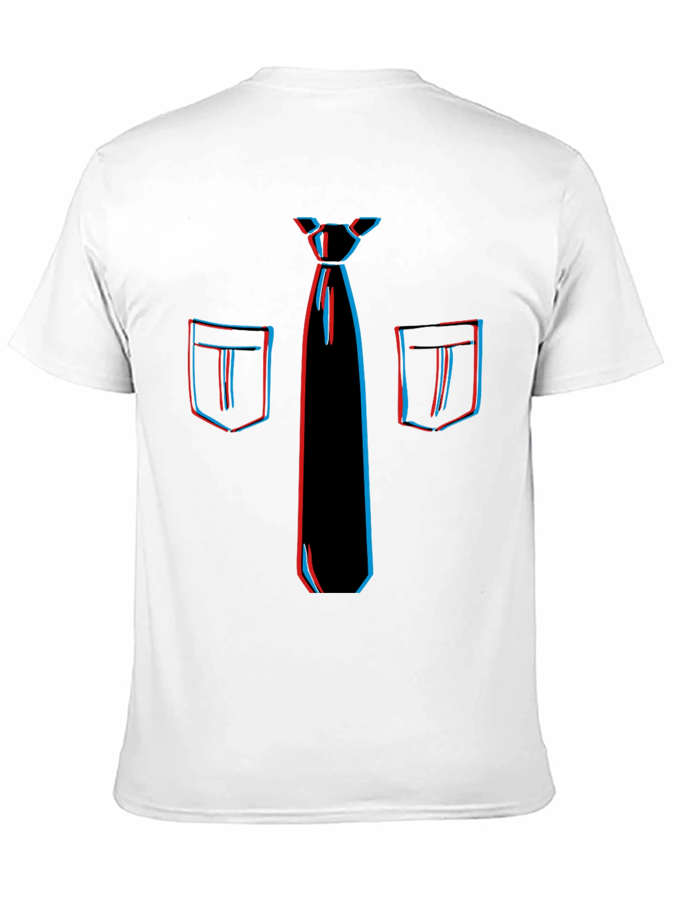 Novelty 3D Tie & Pocket Print Black T-Shirt