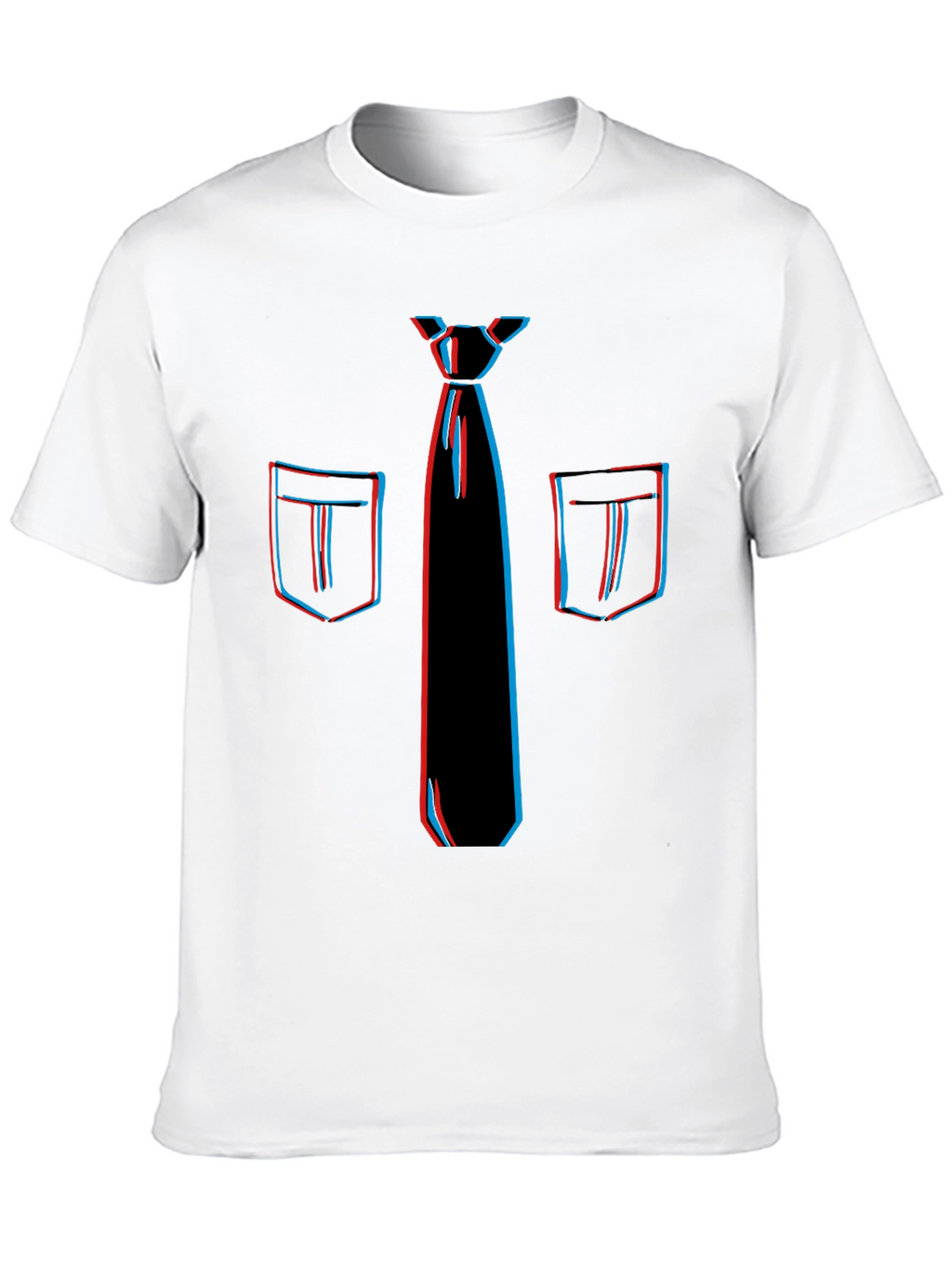 Novelty 3D Tie & Pocket Print Black T-Shirt