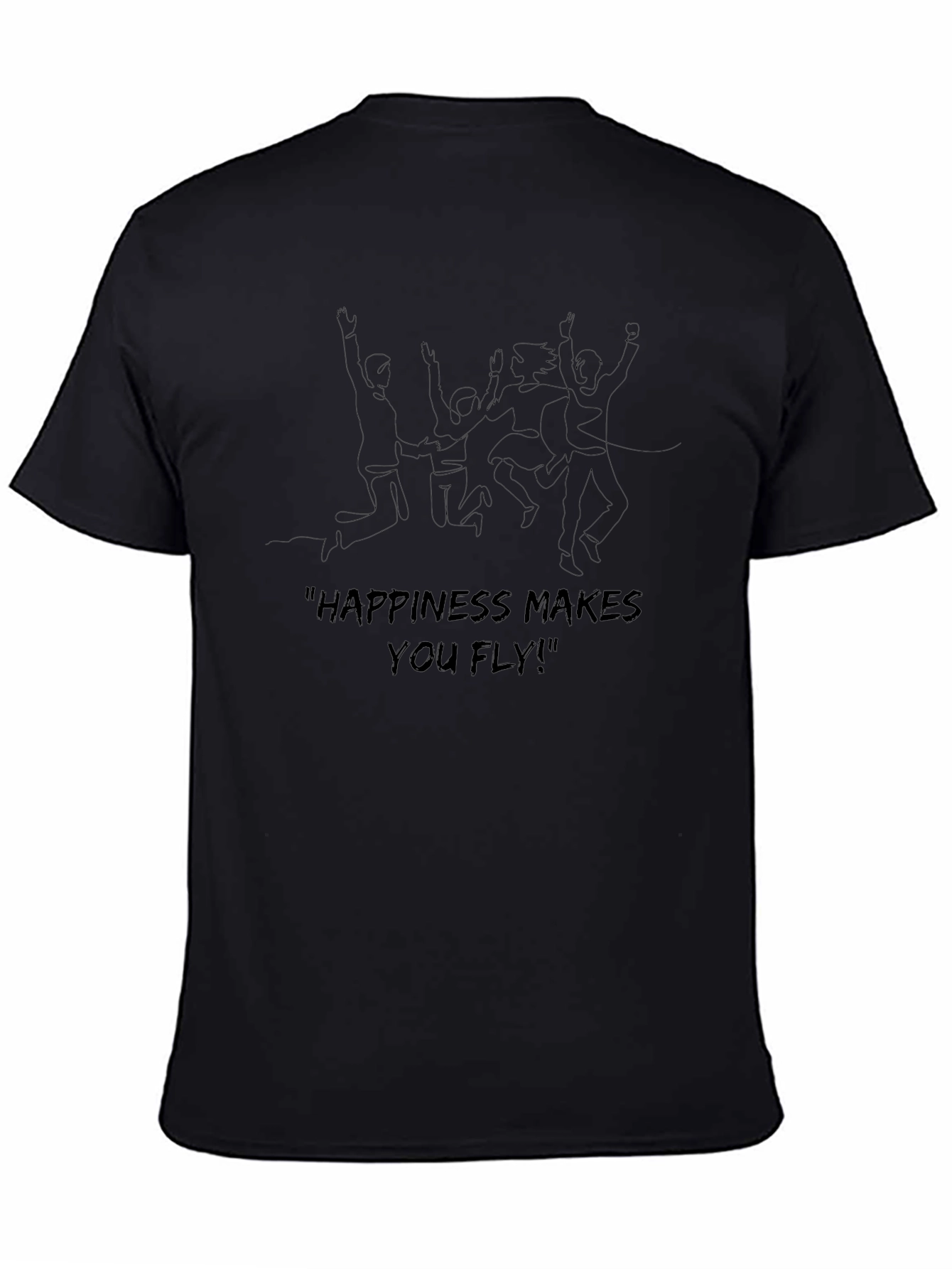 Happiness Makes You Fly Black Graphic Tee