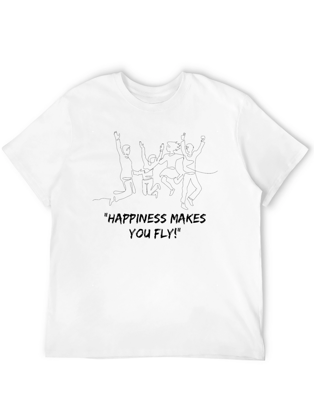 Happiness Makes You Fly Black Graphic Tee