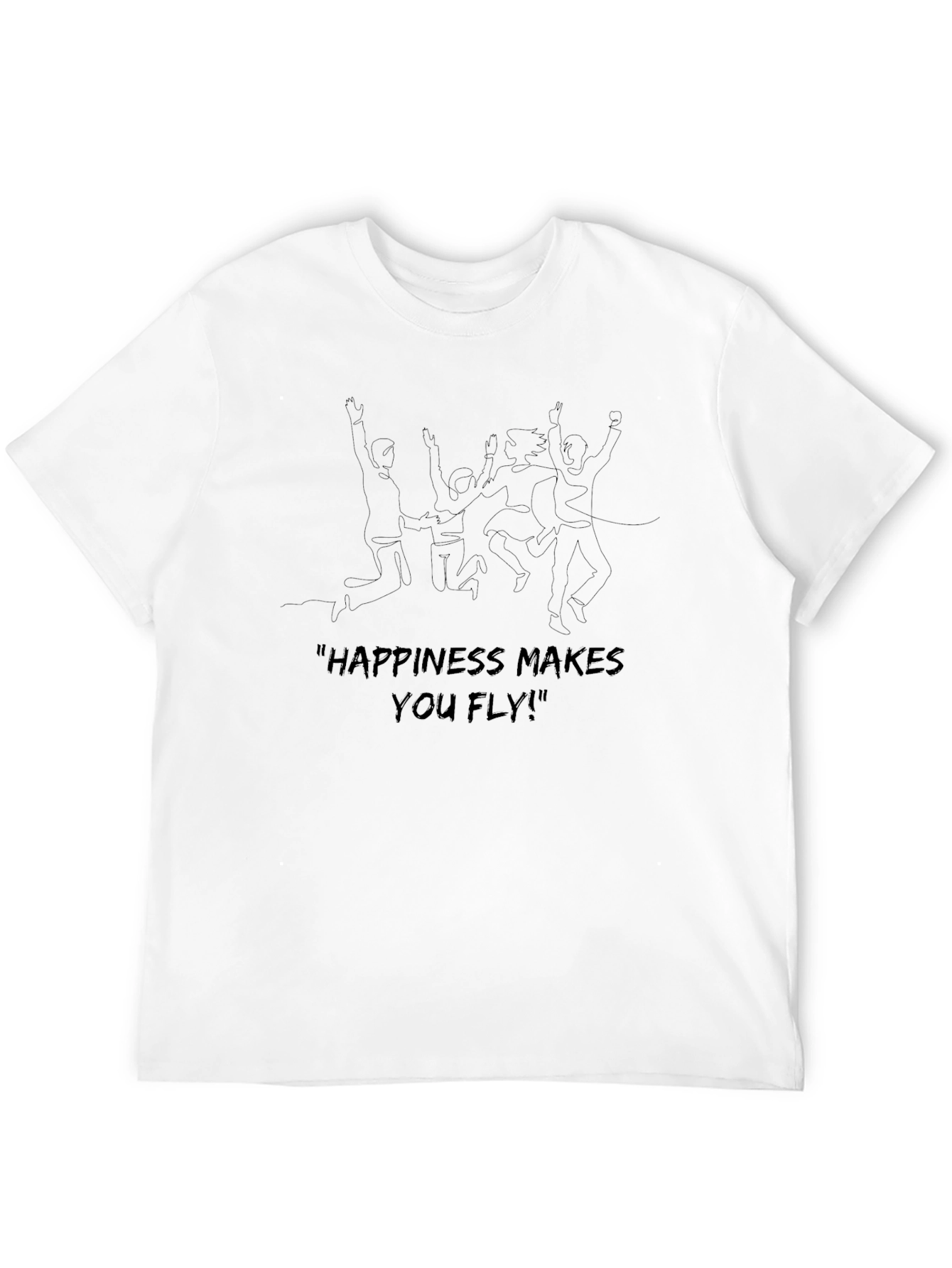 Happiness Makes You Fly Black Graphic Tee