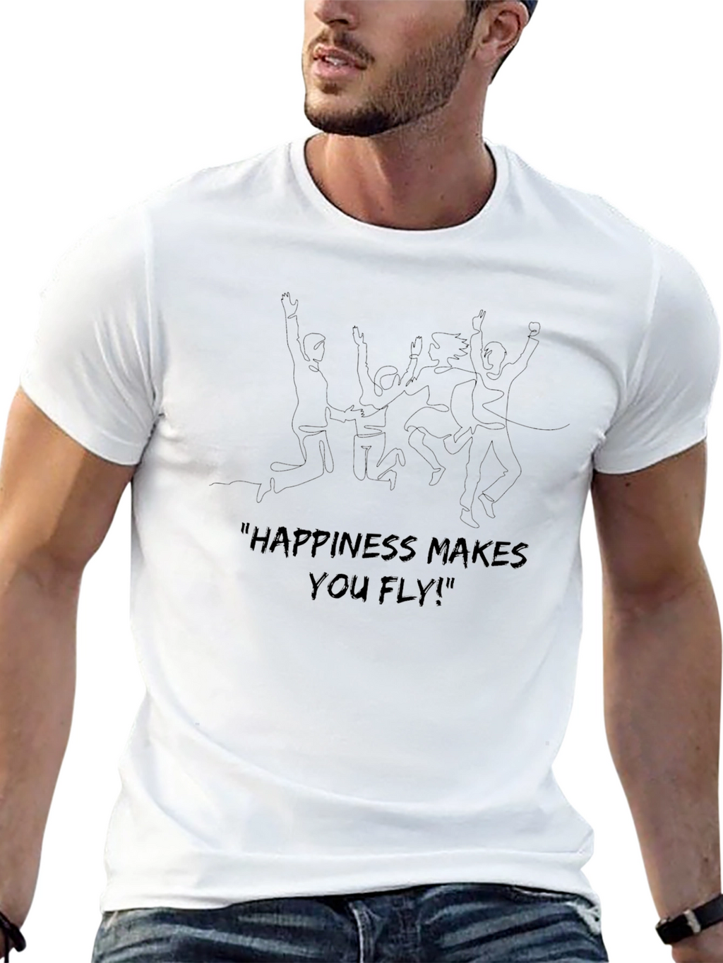 Happiness Makes You Fly Black Graphic Tee