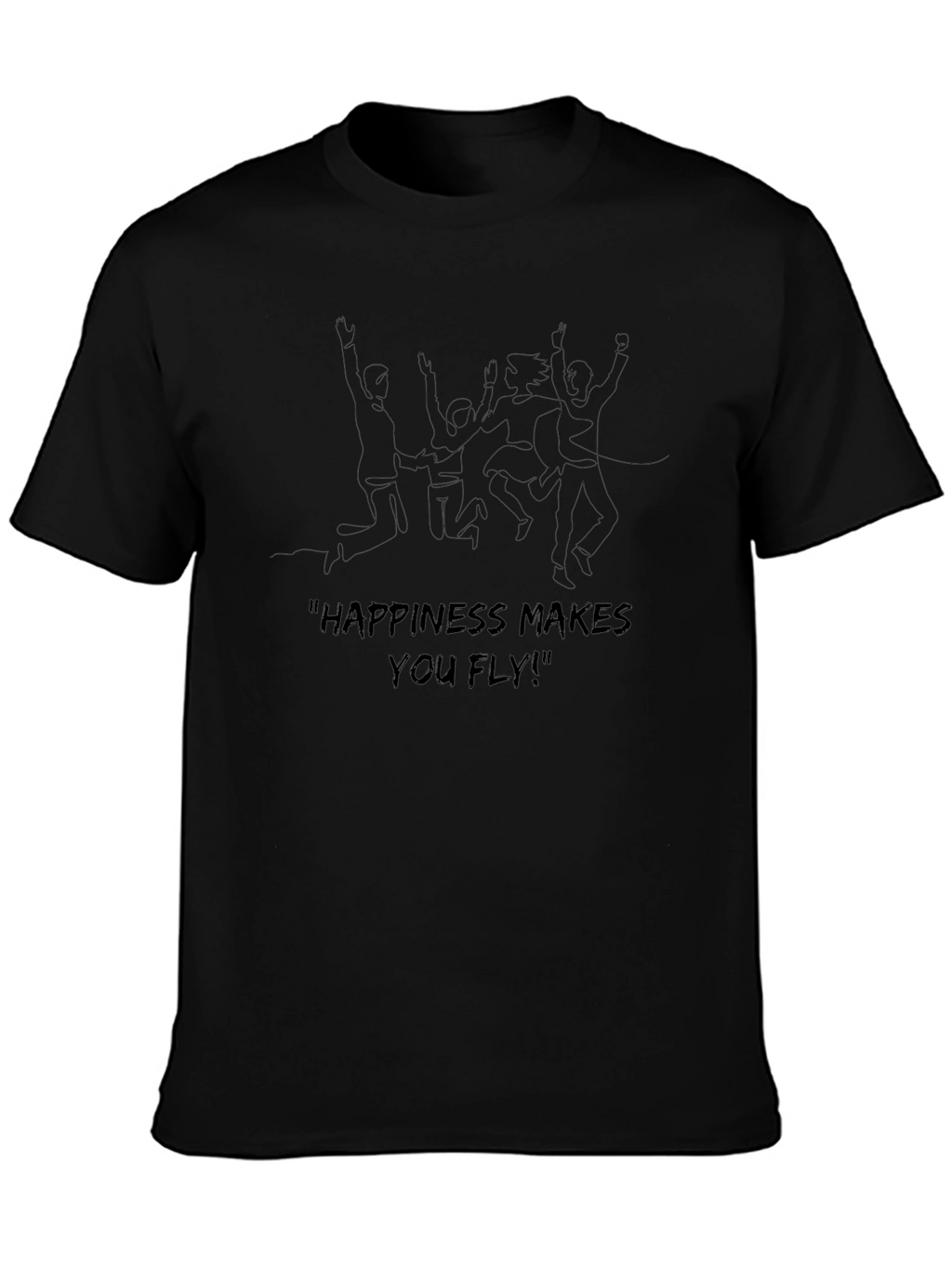 Happiness Makes You Fly Black Graphic Tee
