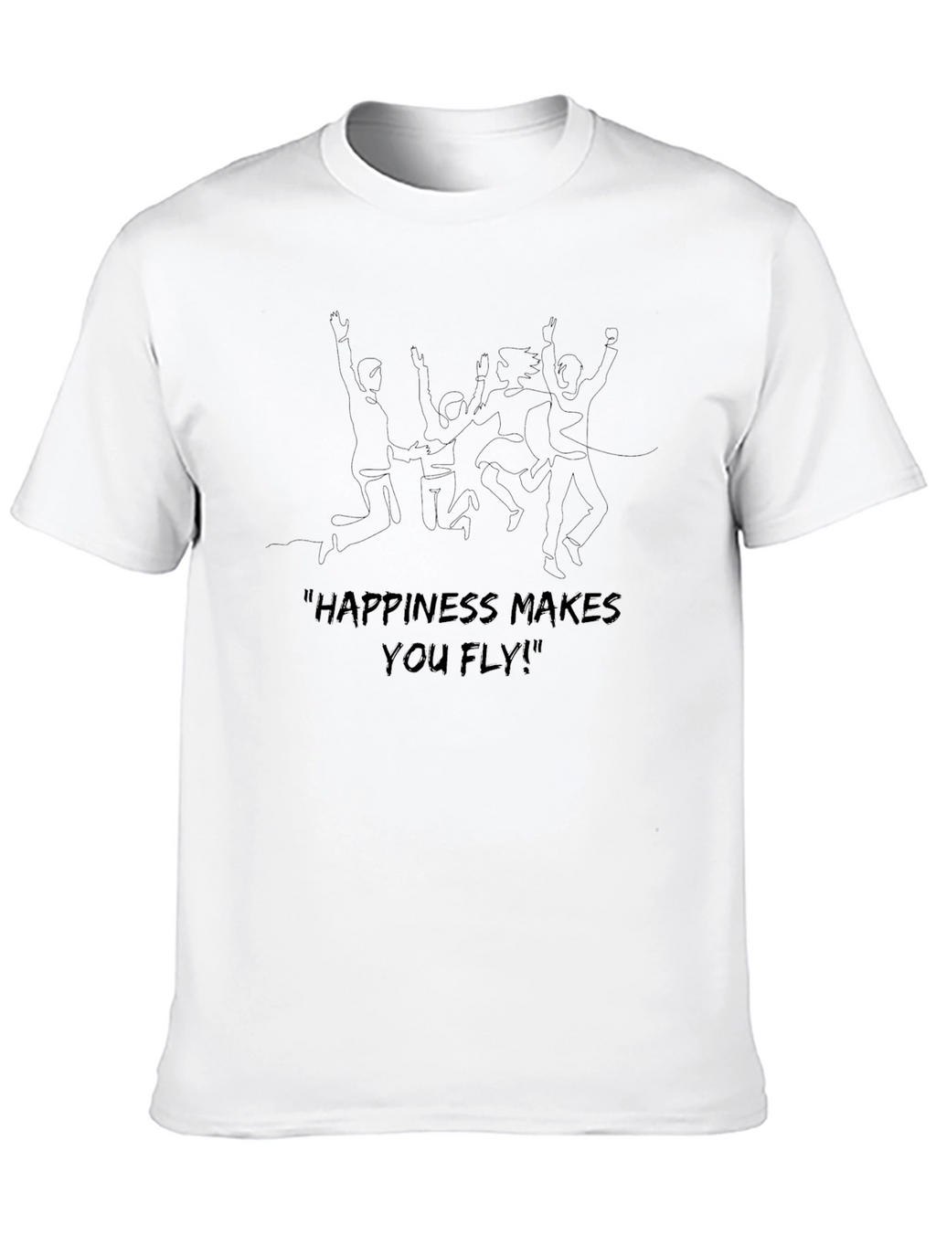 Happiness Makes You Fly Black Graphic Tee