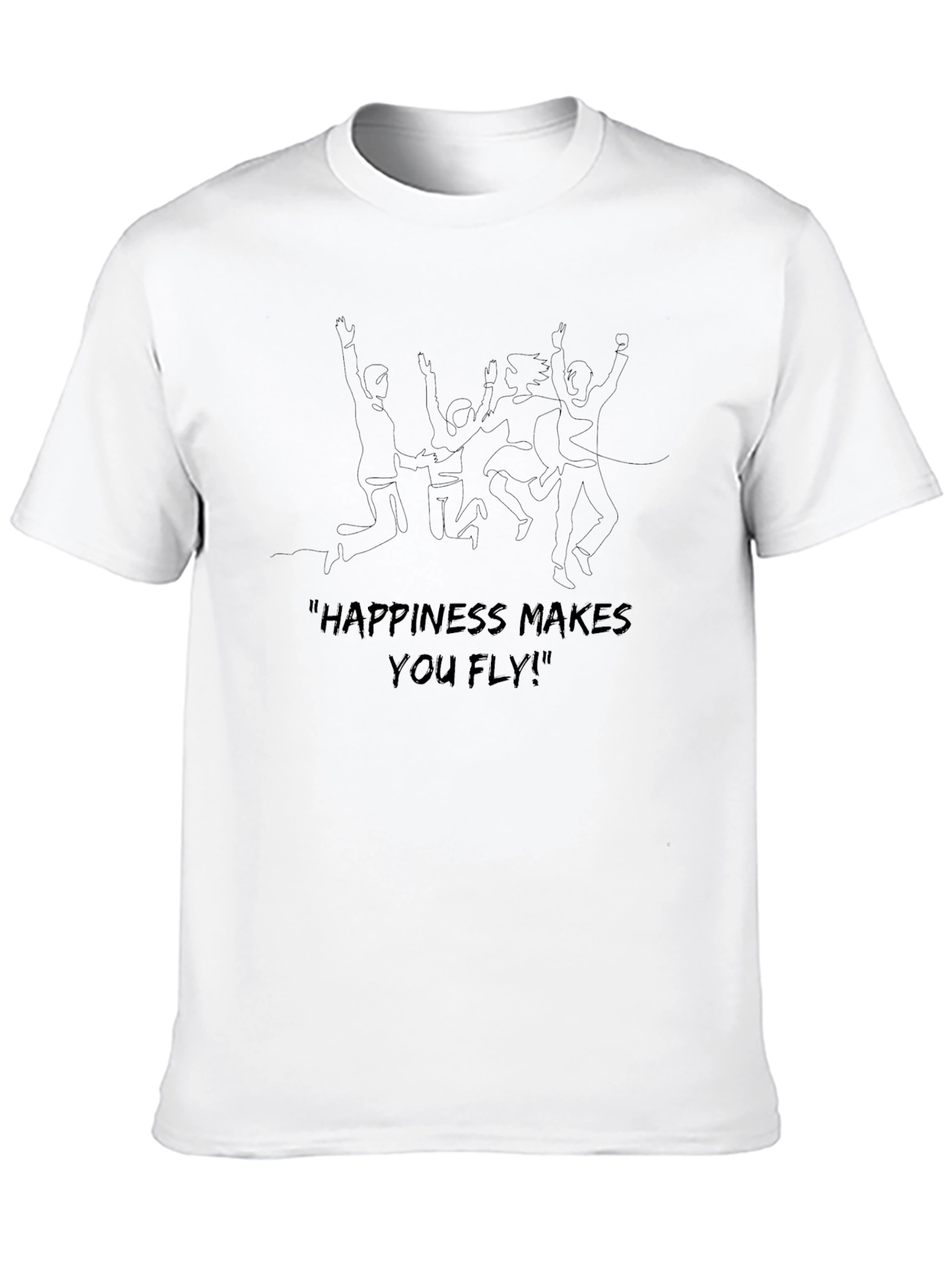 Happiness Makes You Fly Black Graphic Tee