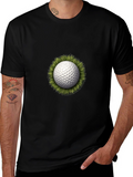Golf Ball on Grass Graphic Tee - Black T-Shirt