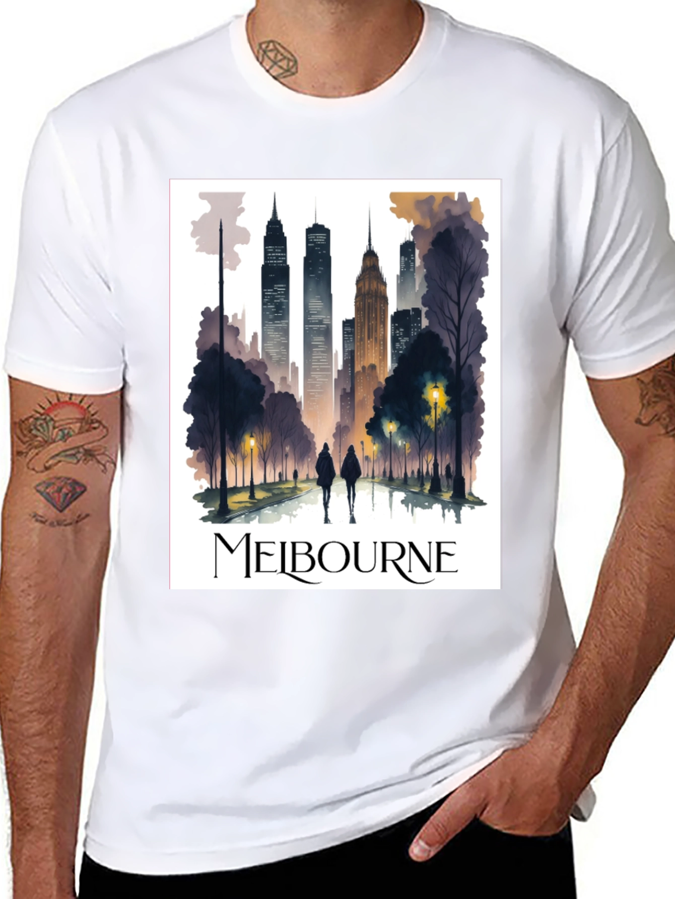 Melbourne Skyline Graphic Tee - Stylish Urban Design