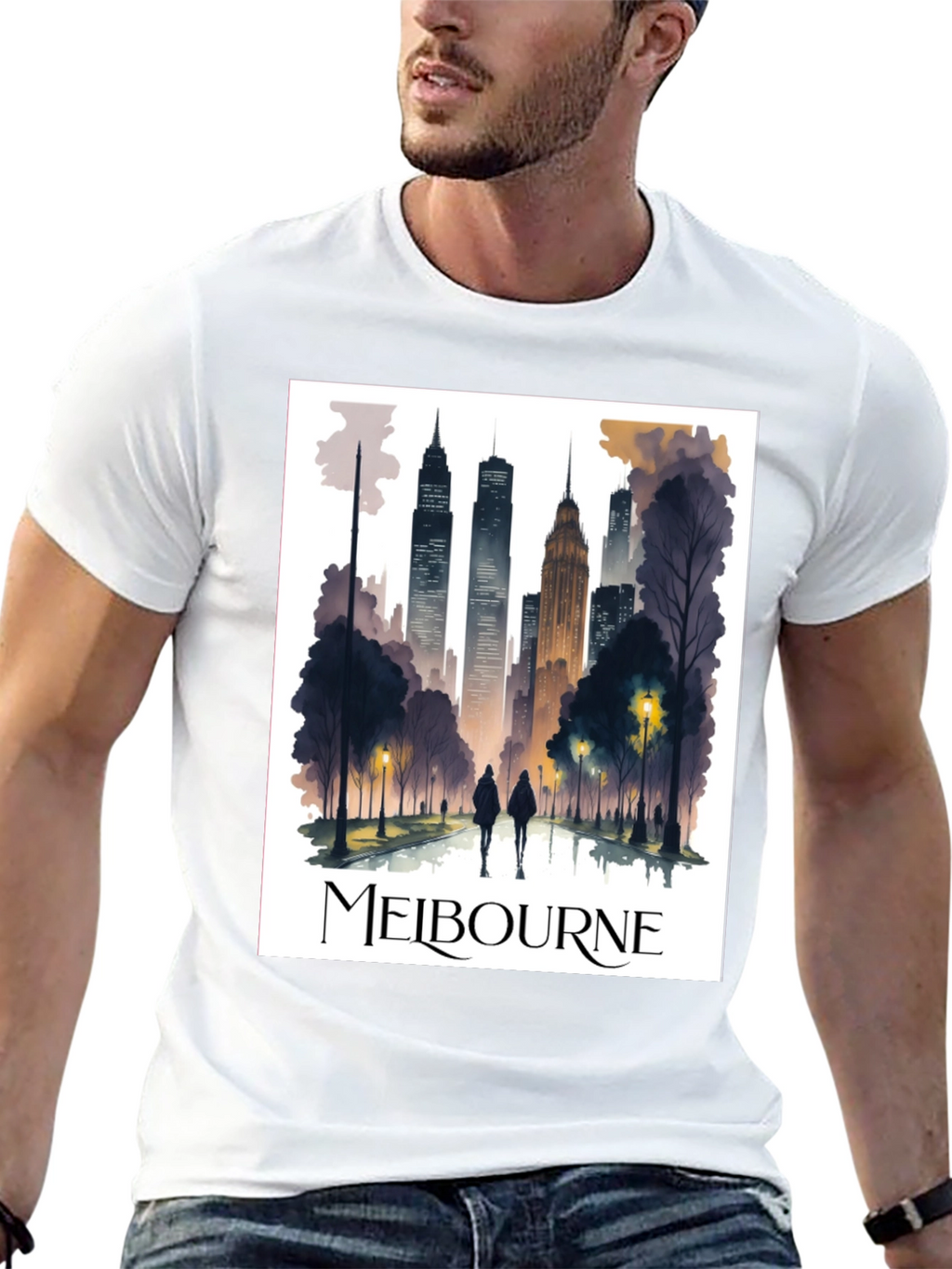 Melbourne Skyline Graphic Tee - Stylish Urban Design
