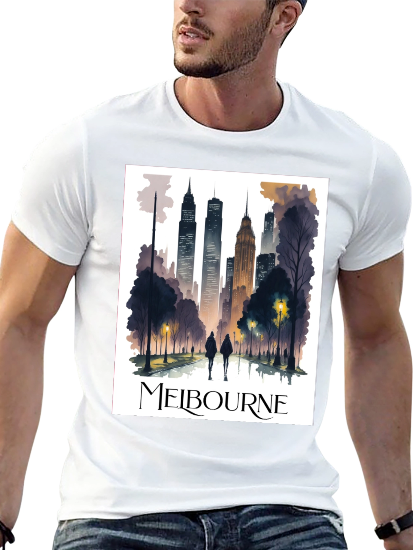 Melbourne Skyline Graphic Tee - Stylish Urban Design