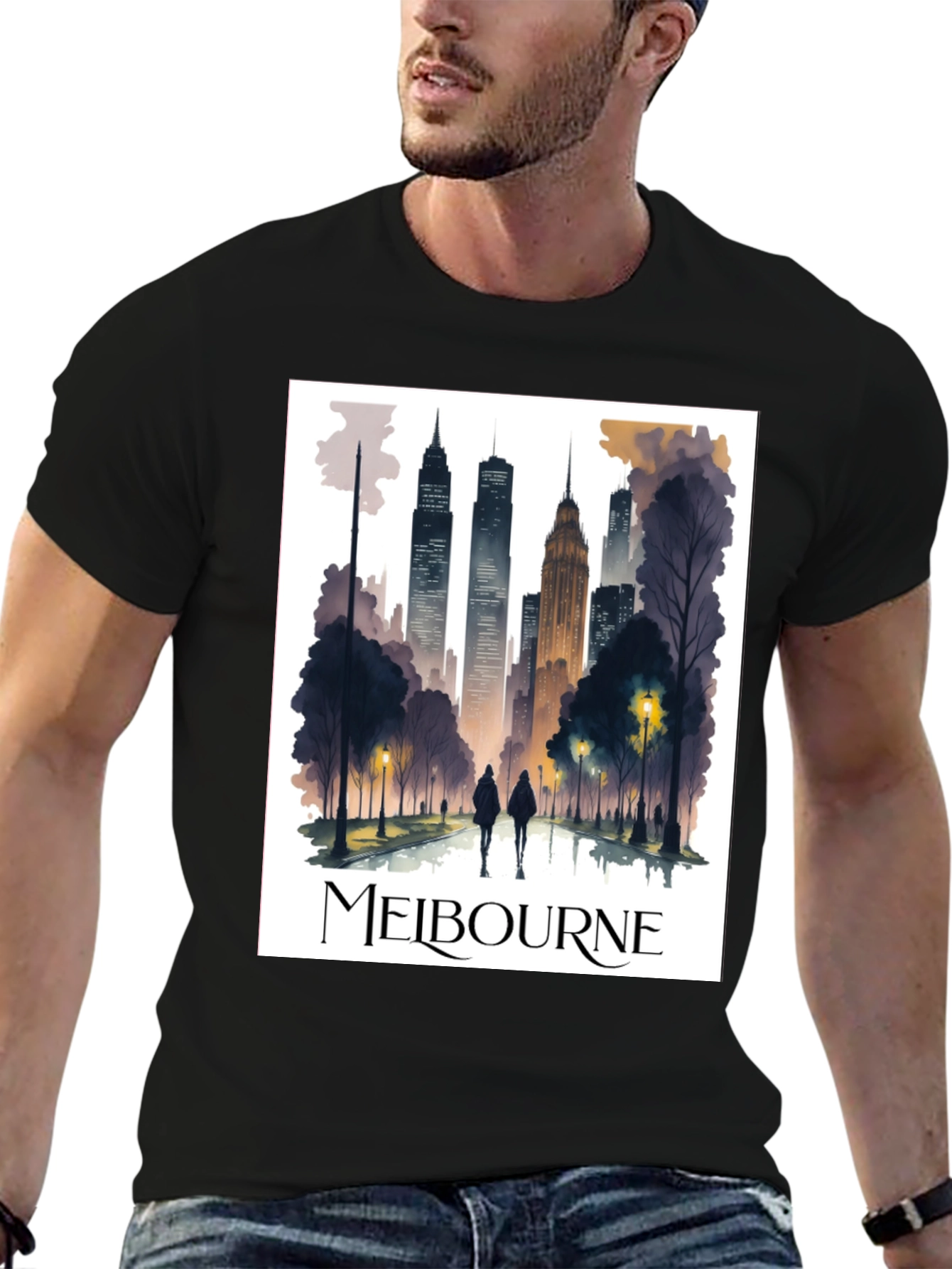 Melbourne Skyline Graphic Tee - Stylish Urban Design
