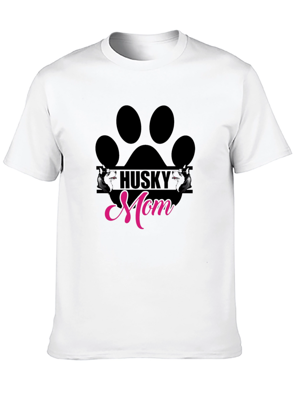 Husky Mom Paw Print Graphic Tee - Black