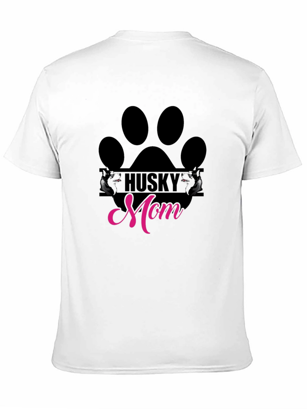 Husky Mom Paw Print Graphic Tee - Black