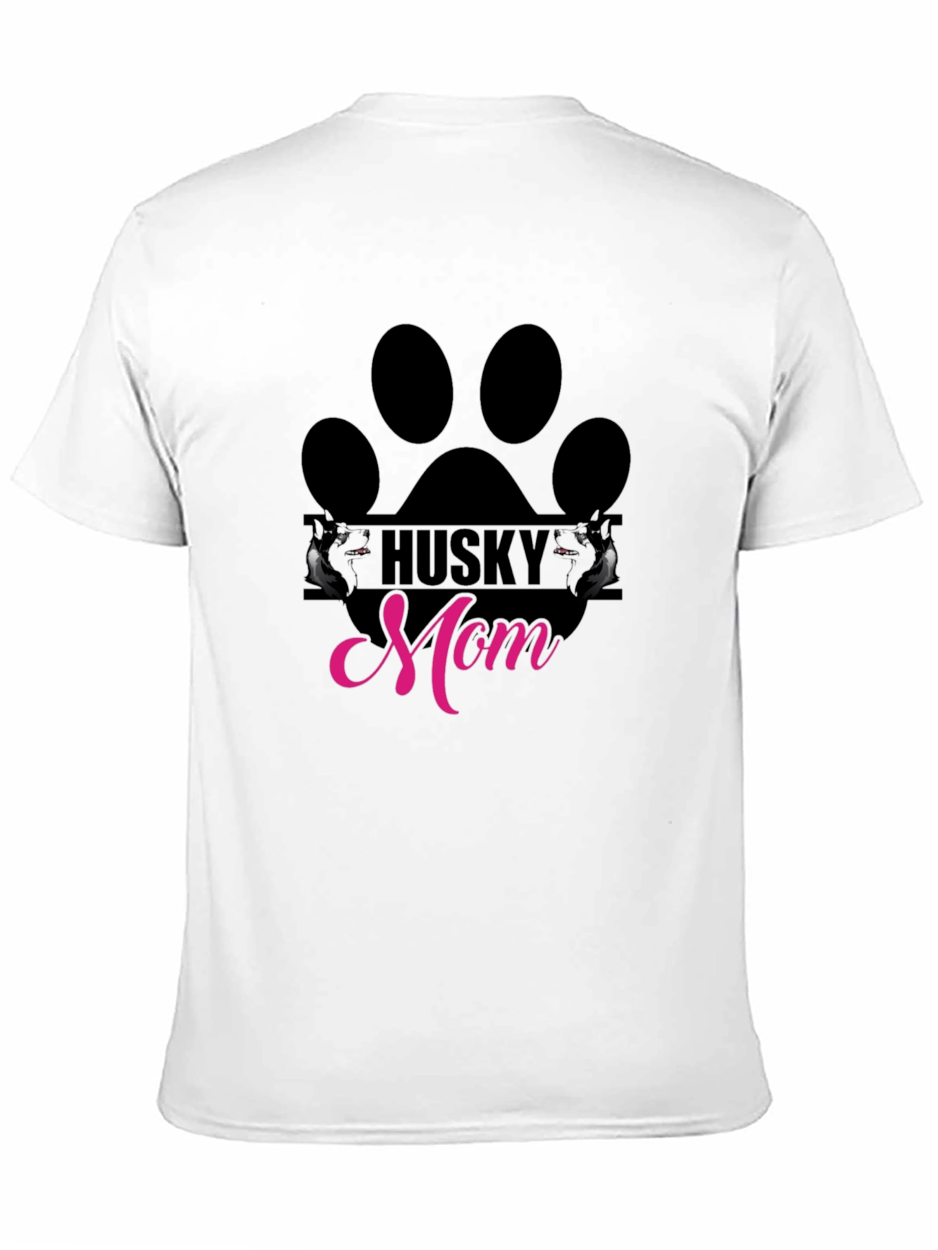 Husky Mom Paw Print Graphic Tee - Black
