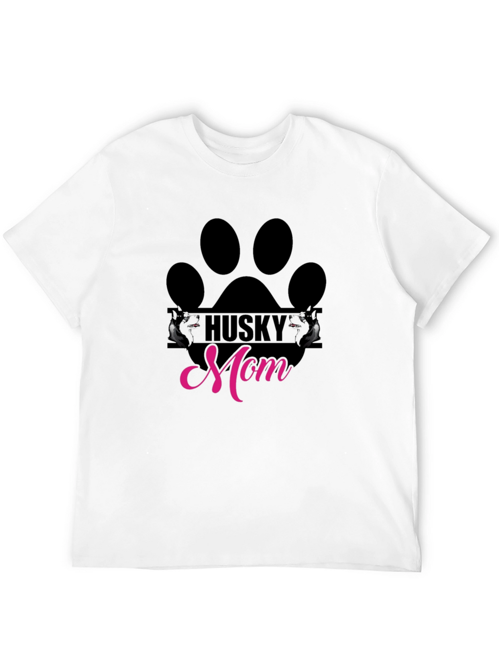 Husky Mom Paw Print Graphic Tee - Black