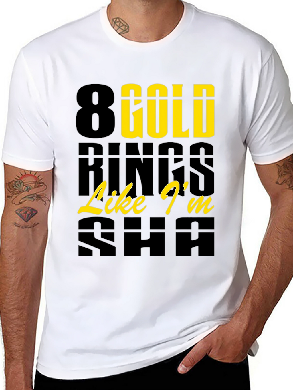 8 Gold Rings Graphic Tee - Trendy & Stylish