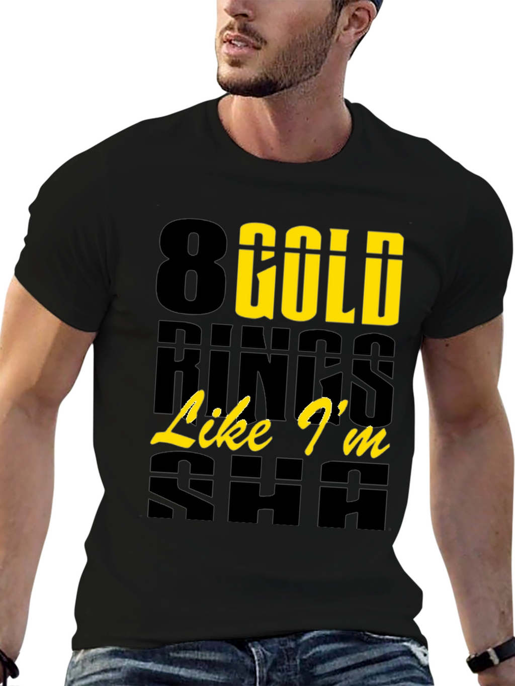 8 Gold Rings Graphic Tee - Trendy & Stylish