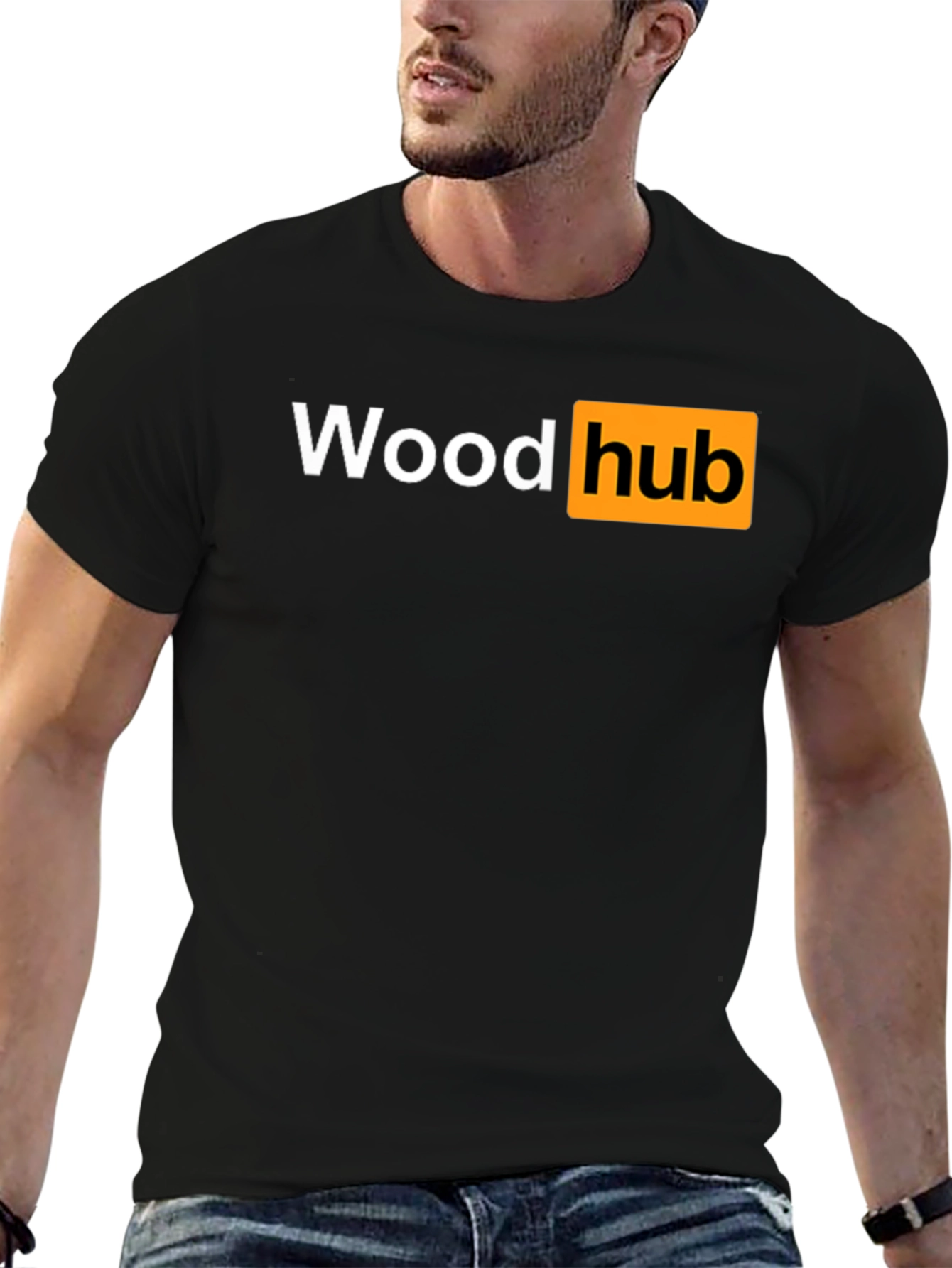 Wood Hub Black T-Shirt - Funny Design