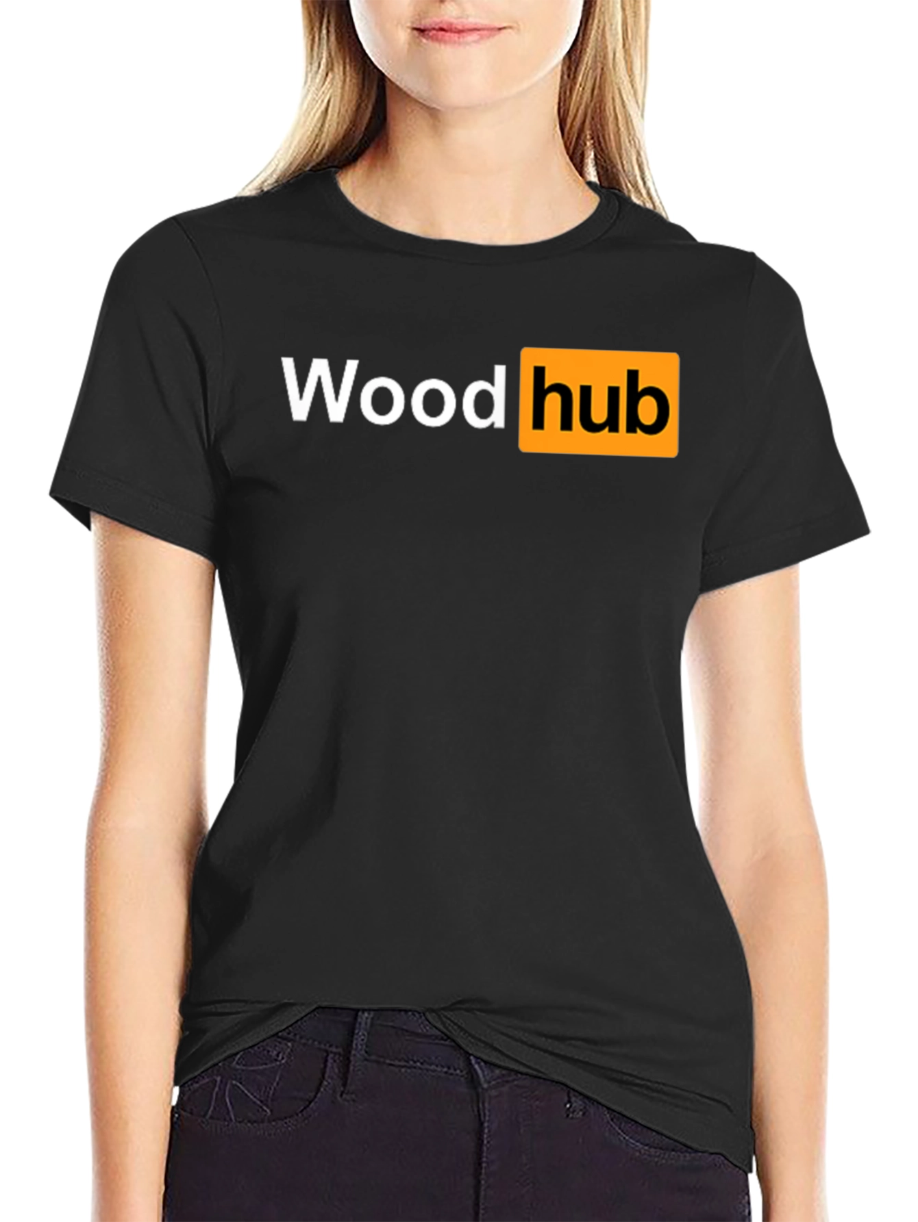 Wood Hub Black T-Shirt - Funny Design