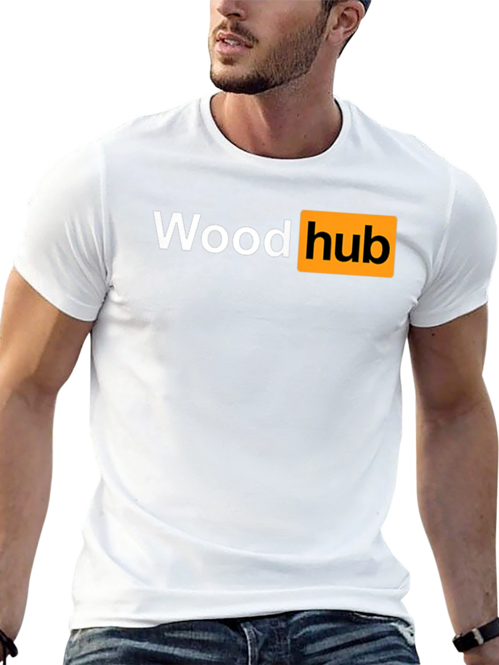 Wood Hub Black T-Shirt - Funny Design