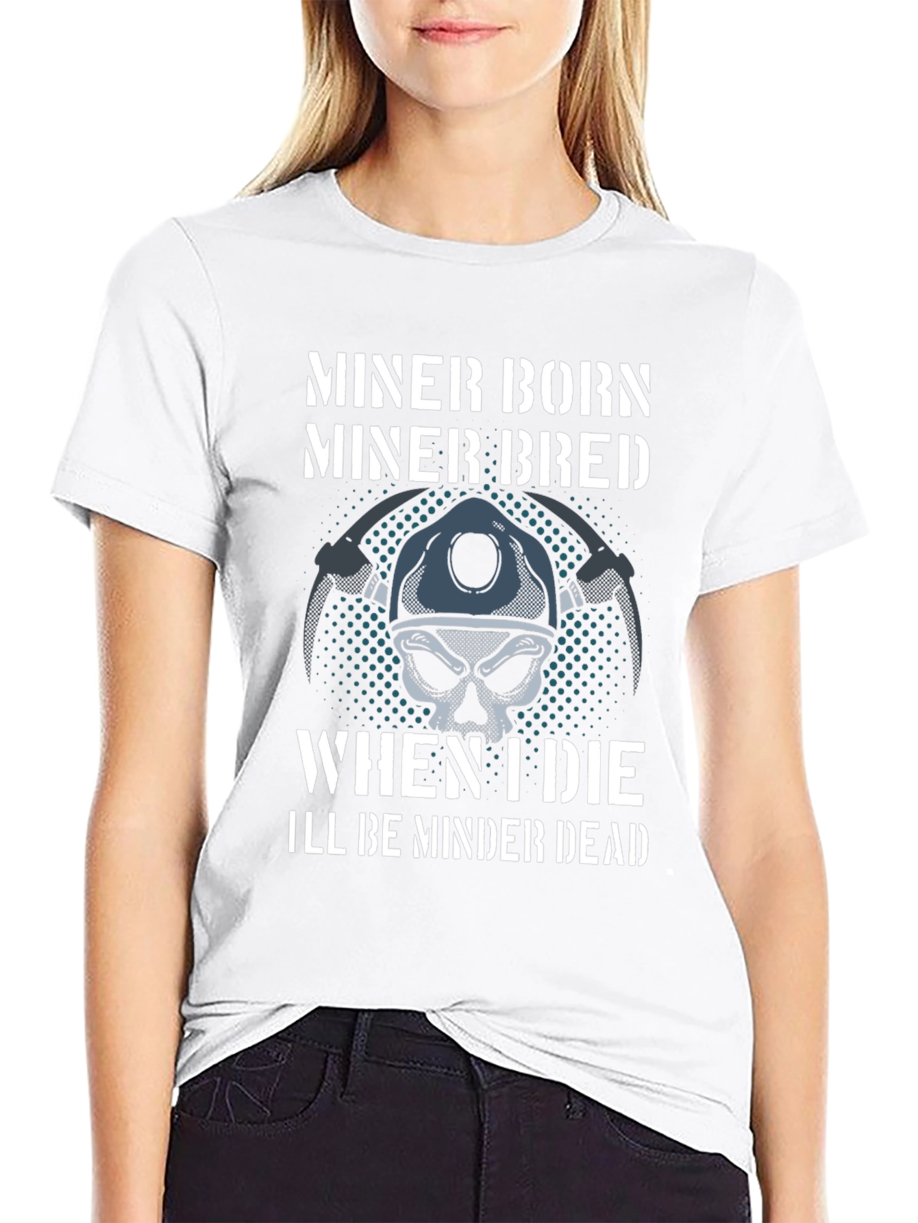 Miner Born Bred T-Shirt - Miner Skull Design