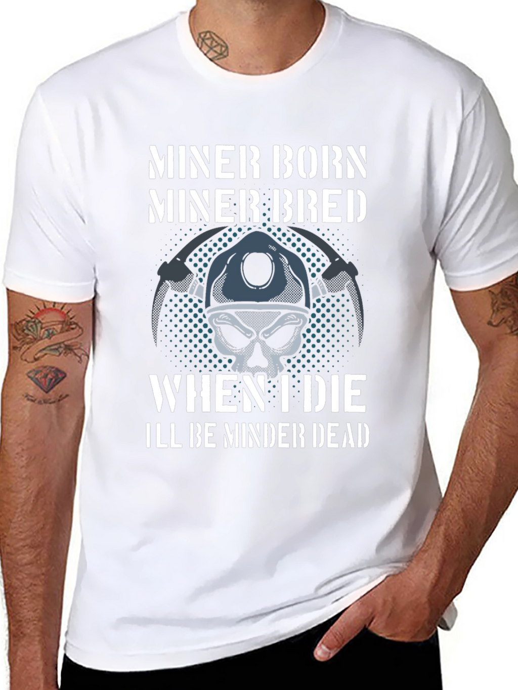 Miner Born Bred T-Shirt - Miner Skull Design