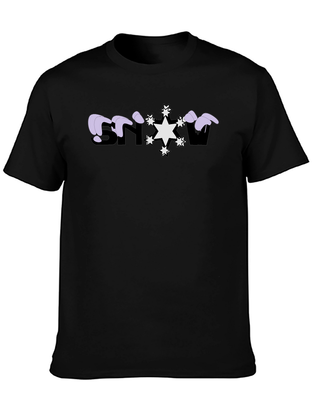 Snowflake Graphic Print Black T-Shirt