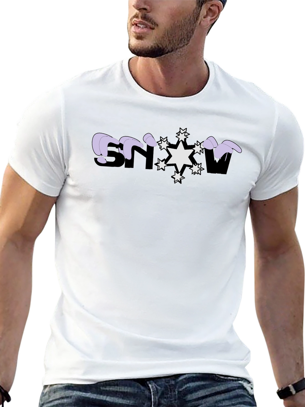 Snowflake Graphic Print Black T-Shirt