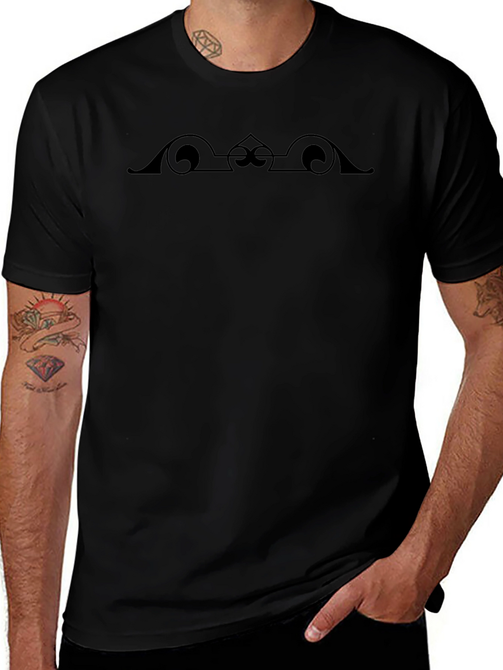 Elegant Black Graphic Print Tee