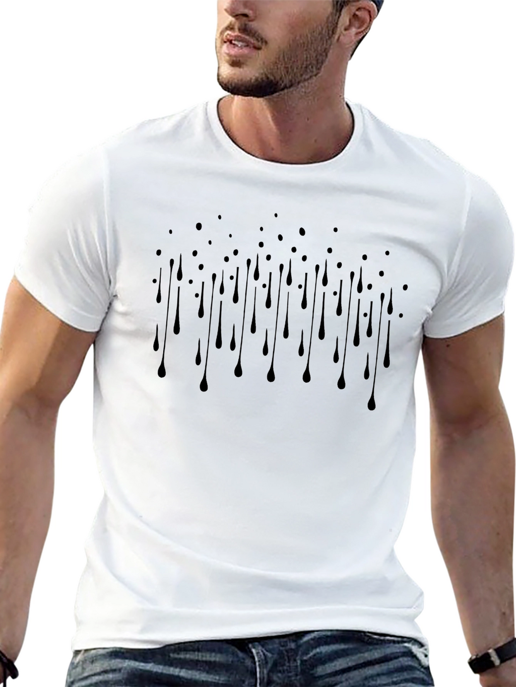 Abstract Drip Graphic Black T-Shirt