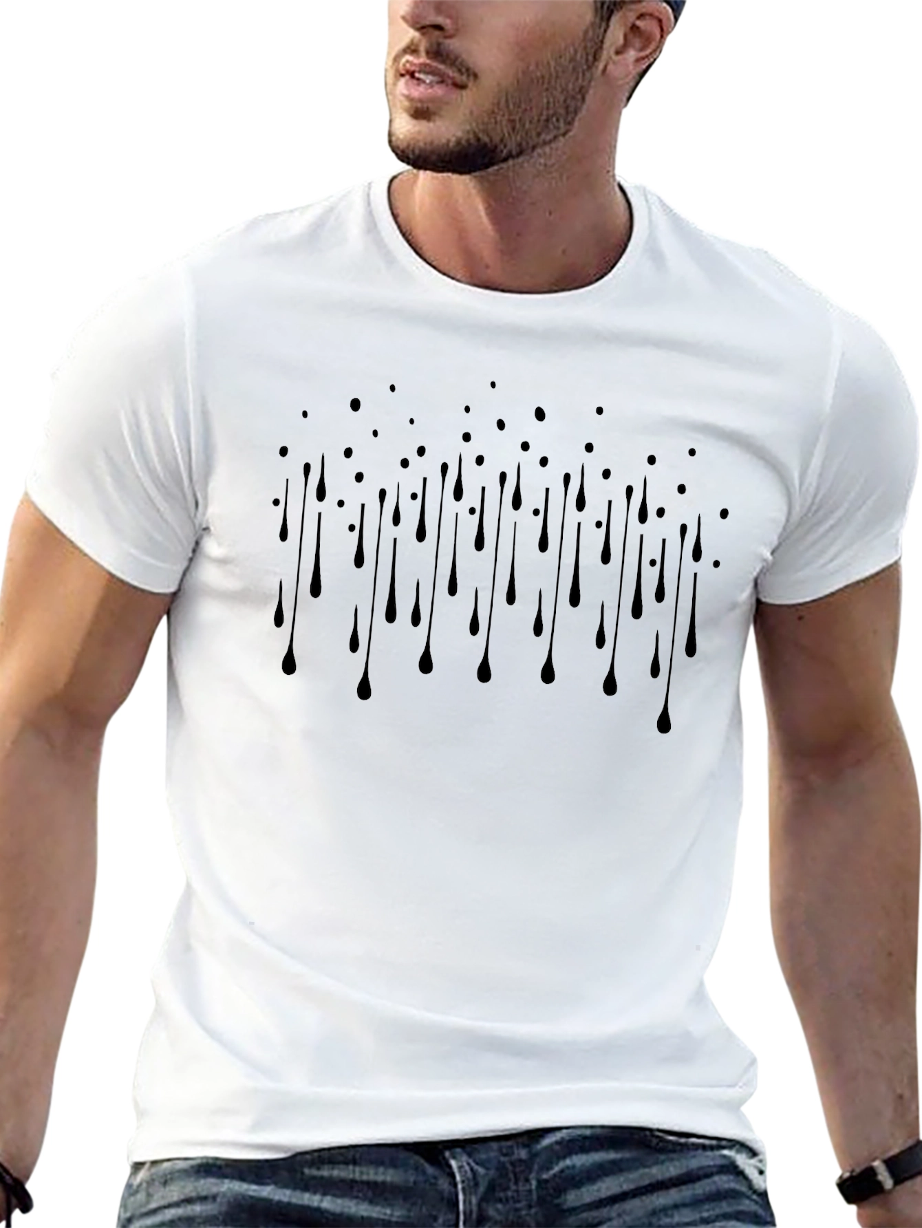 Abstract Drip Graphic Black T-Shirt