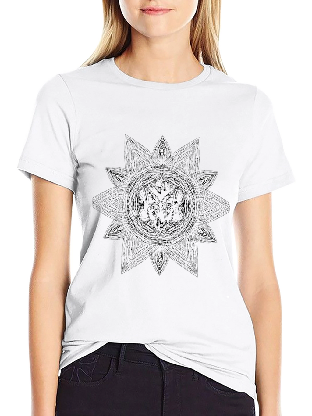 Geometric Star Graphic Black T-Shirt
