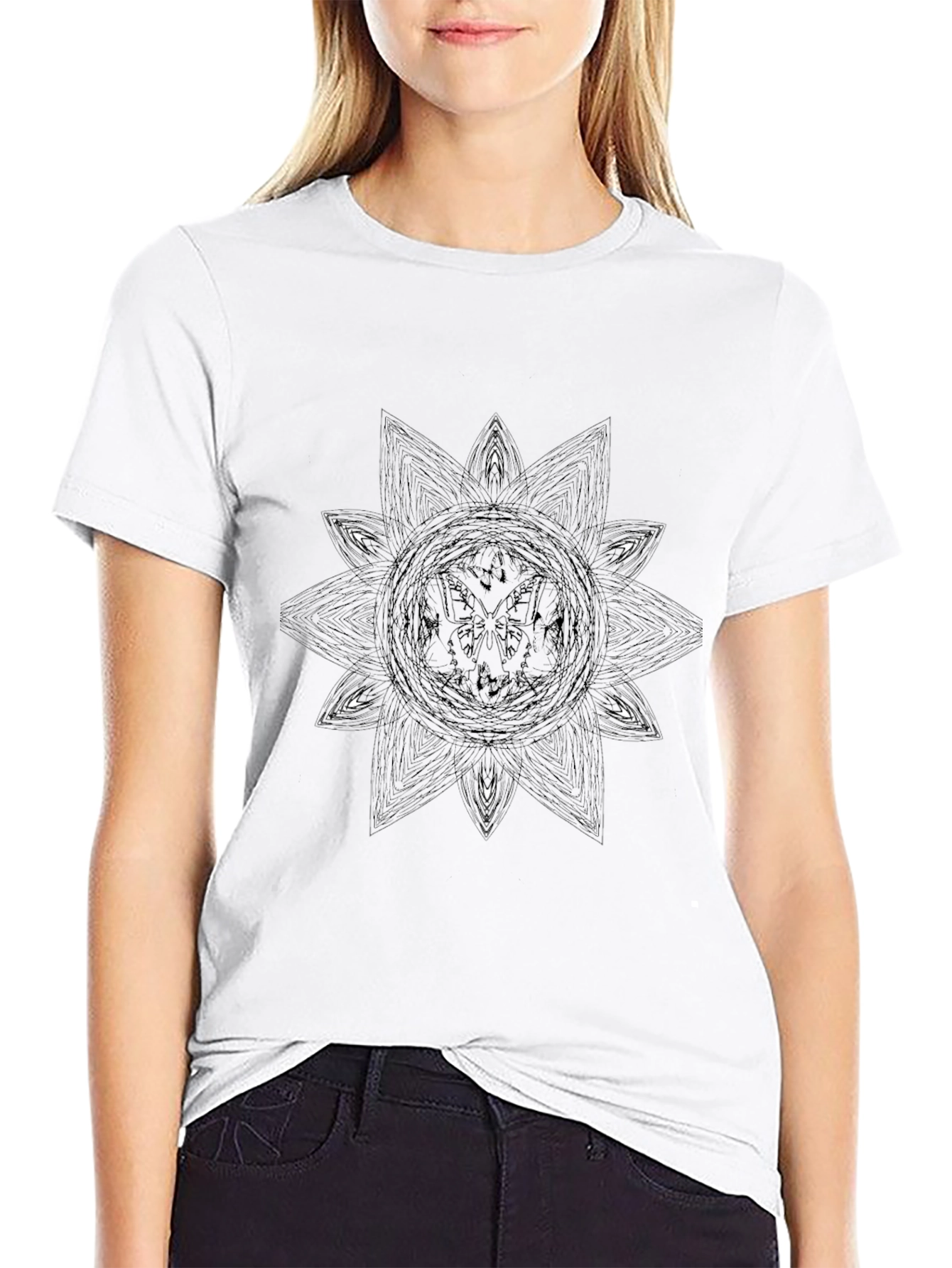 Geometric Star Graphic Black T-Shirt