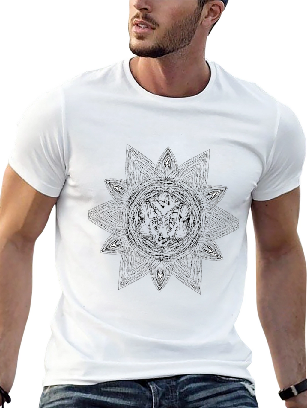 Geometric Star Graphic Black T-Shirt