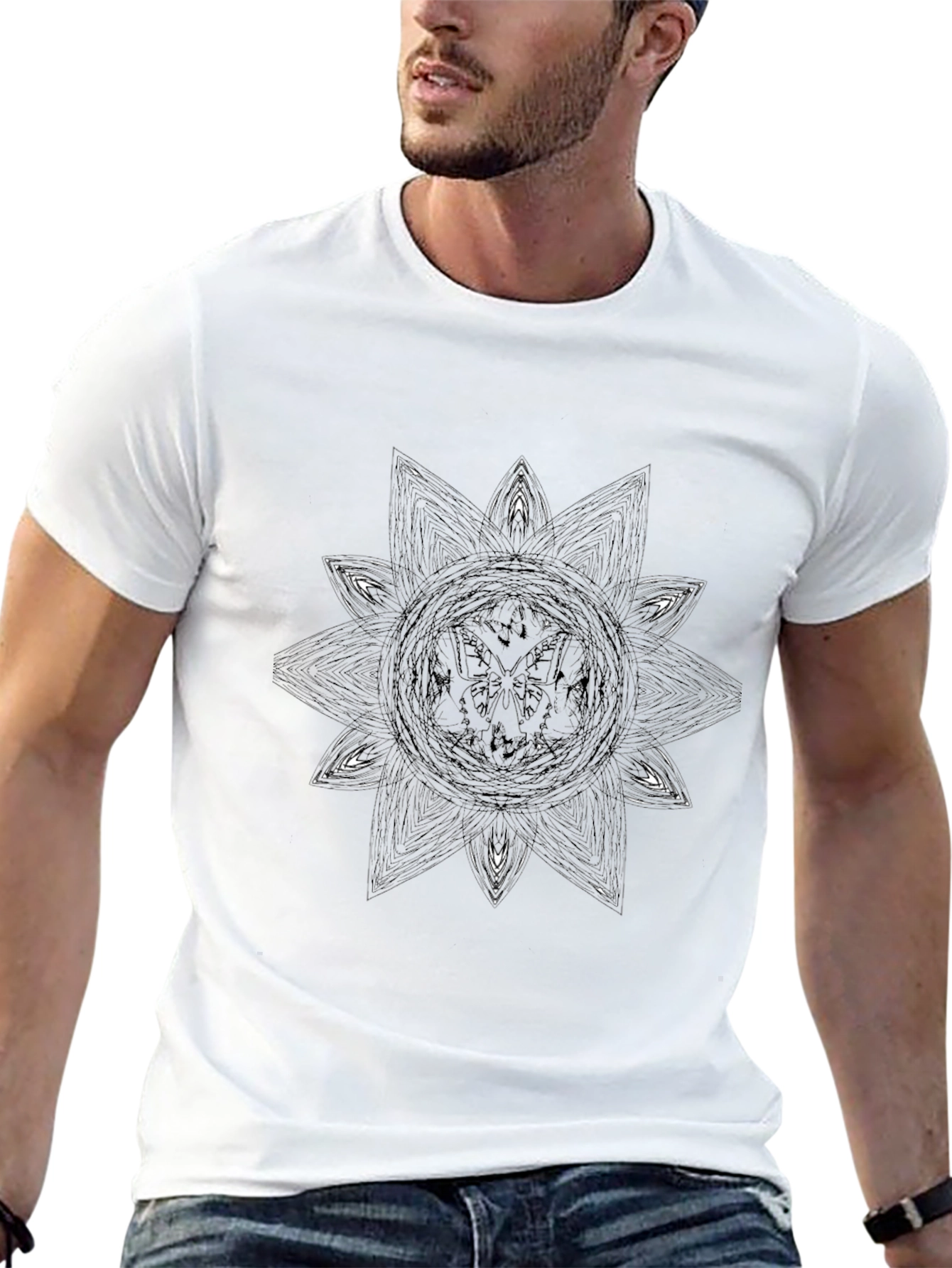 Geometric Star Graphic Black T-Shirt
