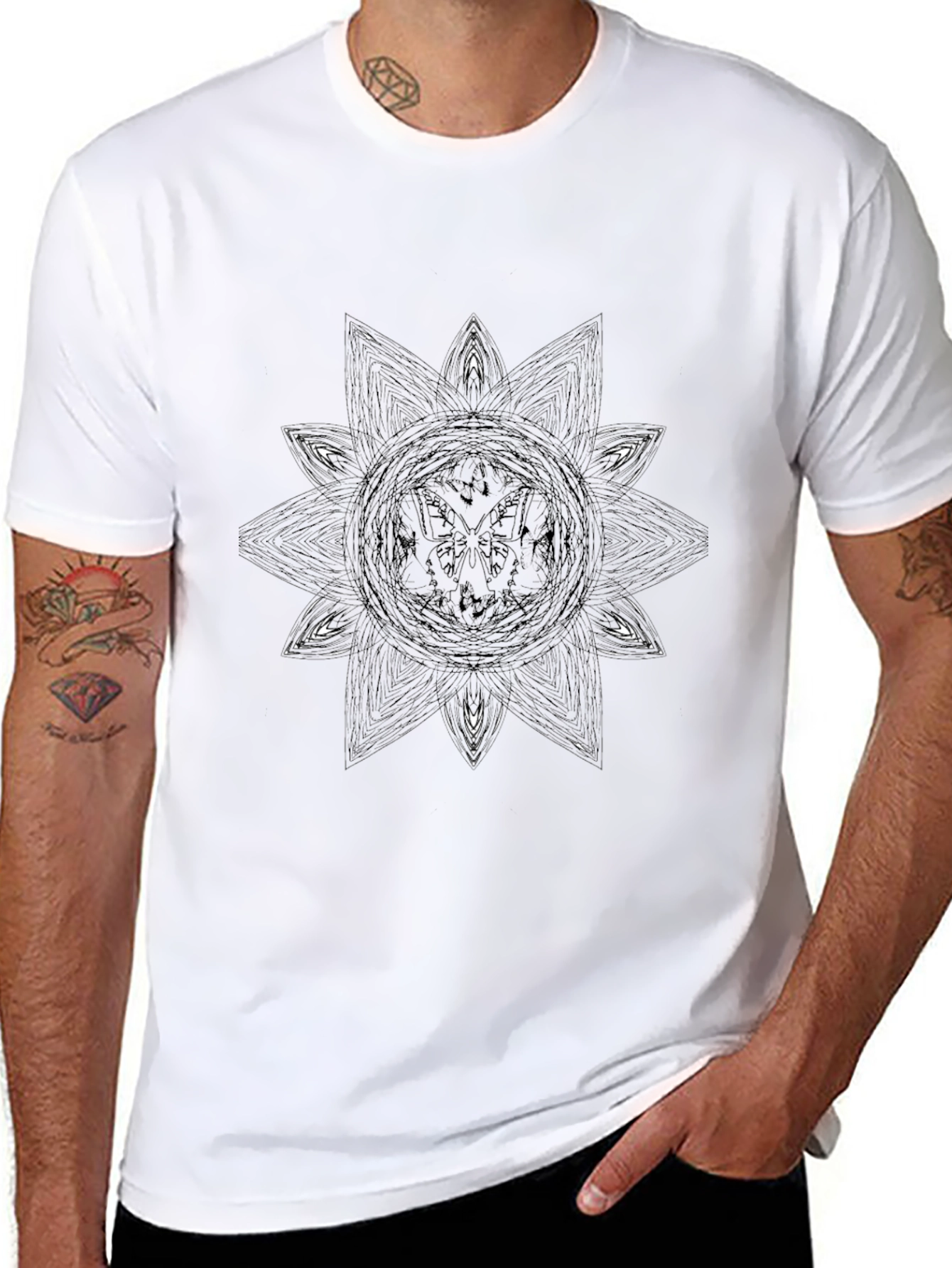 Geometric Star Graphic Black T-Shirt